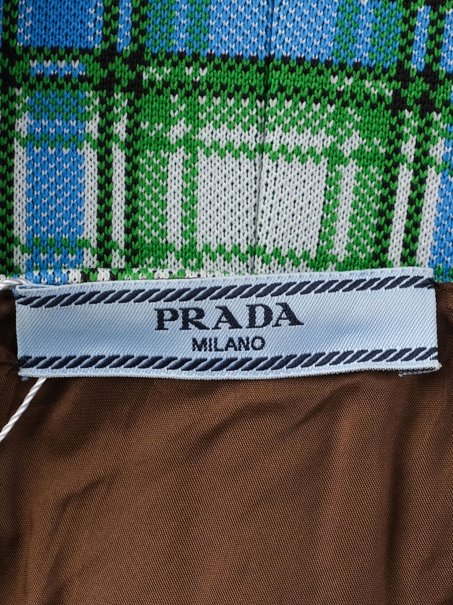 Excellent Prada Green Blue White Plaid Dress Size N/A