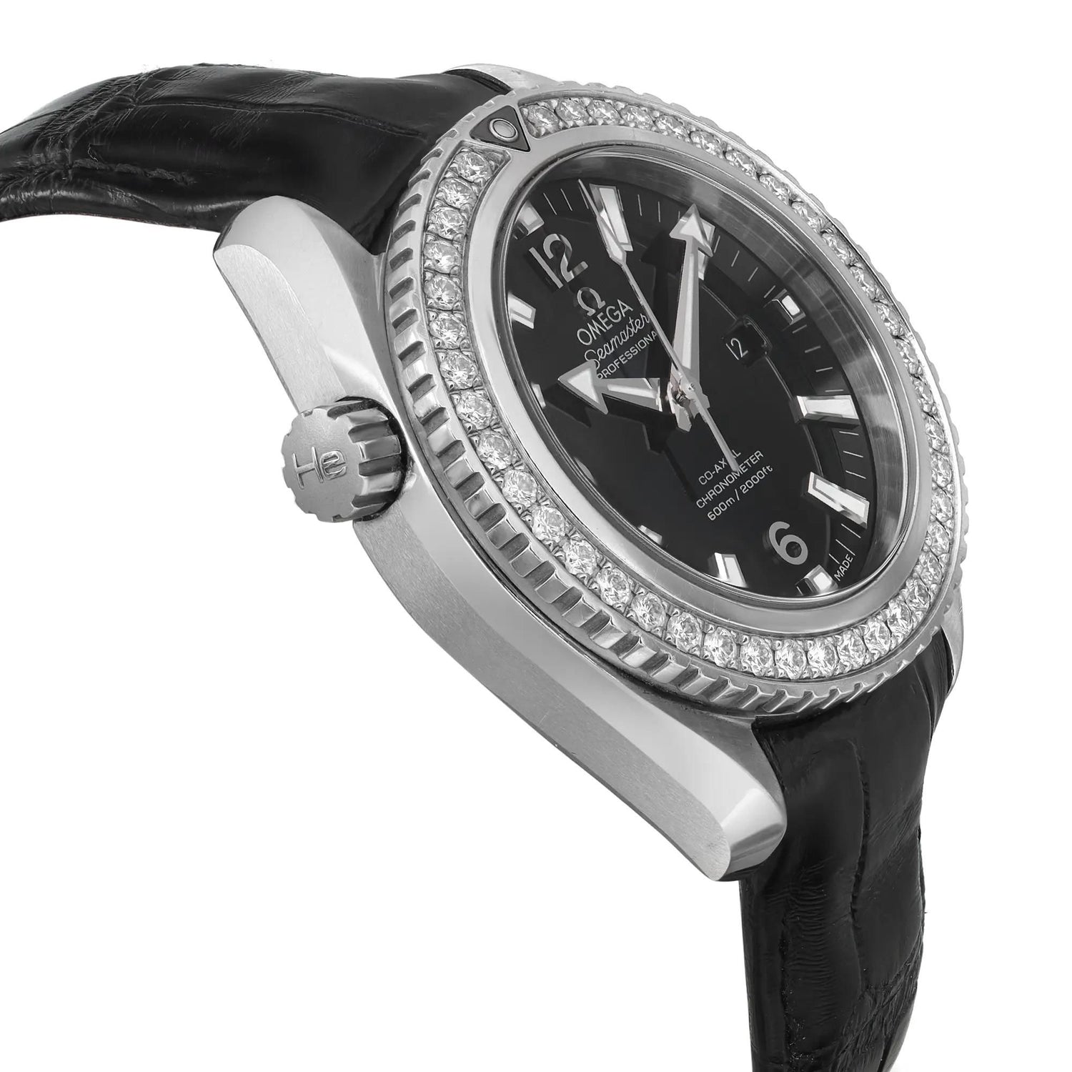 Omega Seamaster Planet Ocean Steel Diamond Black Dial Watch 232.18.38.20.01.001