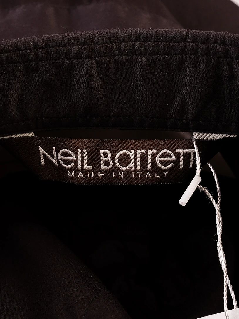 Excellent Neil Barrett Black Cotton Blouse Size M with Ruffle Details