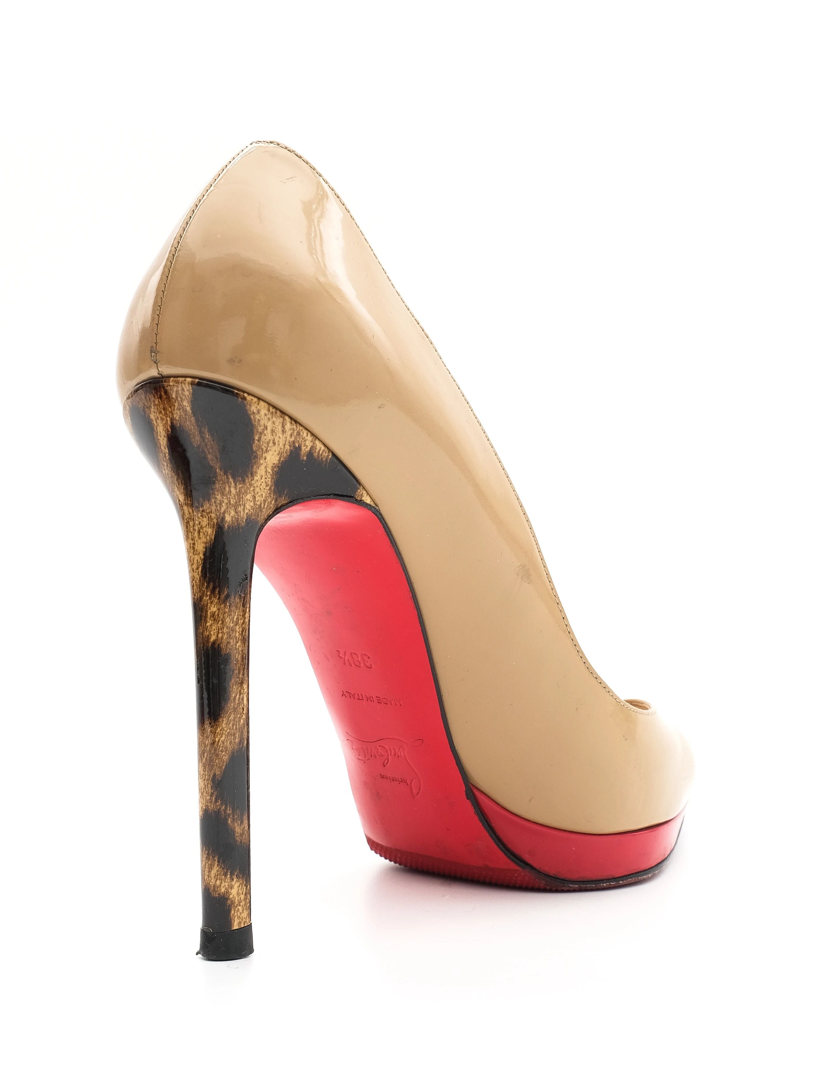 Excellent Christian Louboutin Orange High Heeled Leather Shoes Size 37.5