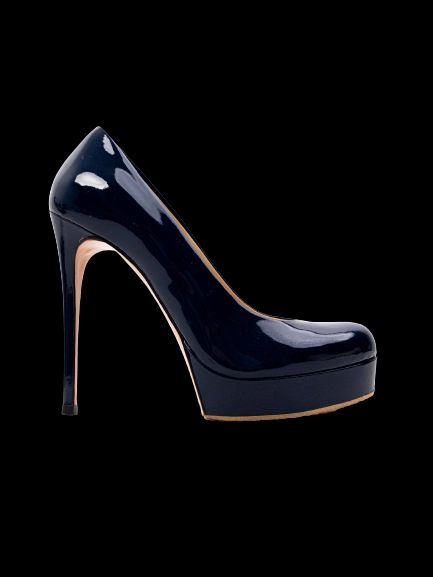 Excellent Gianmarco Lorenzi Blue Patent Leather Heels Size 36