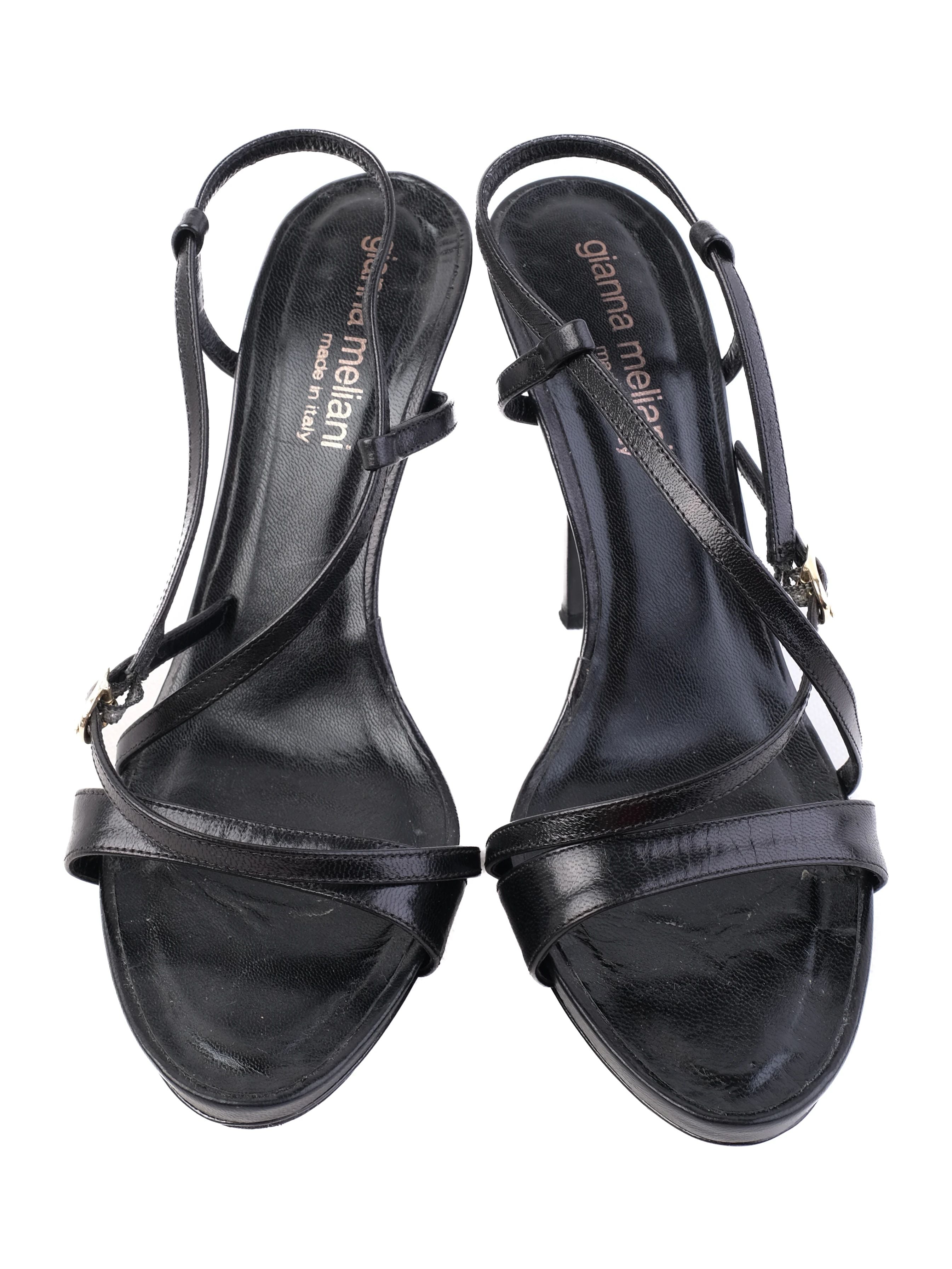 Gianna Meliani Black Leather High-Heeled Shoes Size 39
