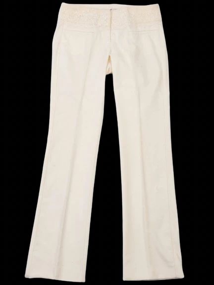 Excellent Red Valentino Yellow Wool Pants Size S with Lace Detail