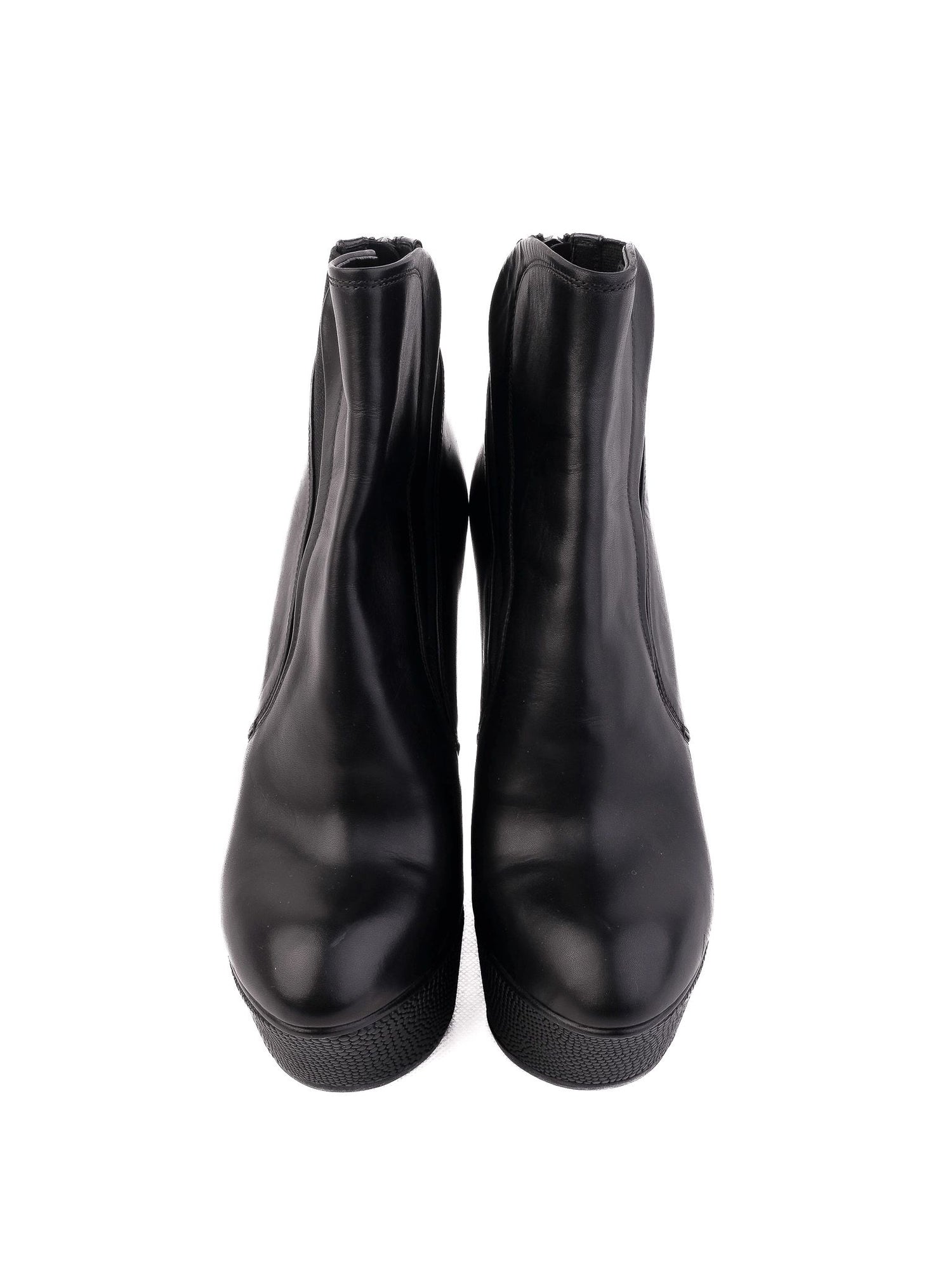Perfect Baldan Black Leather Wedge Ankle Boots Size 38