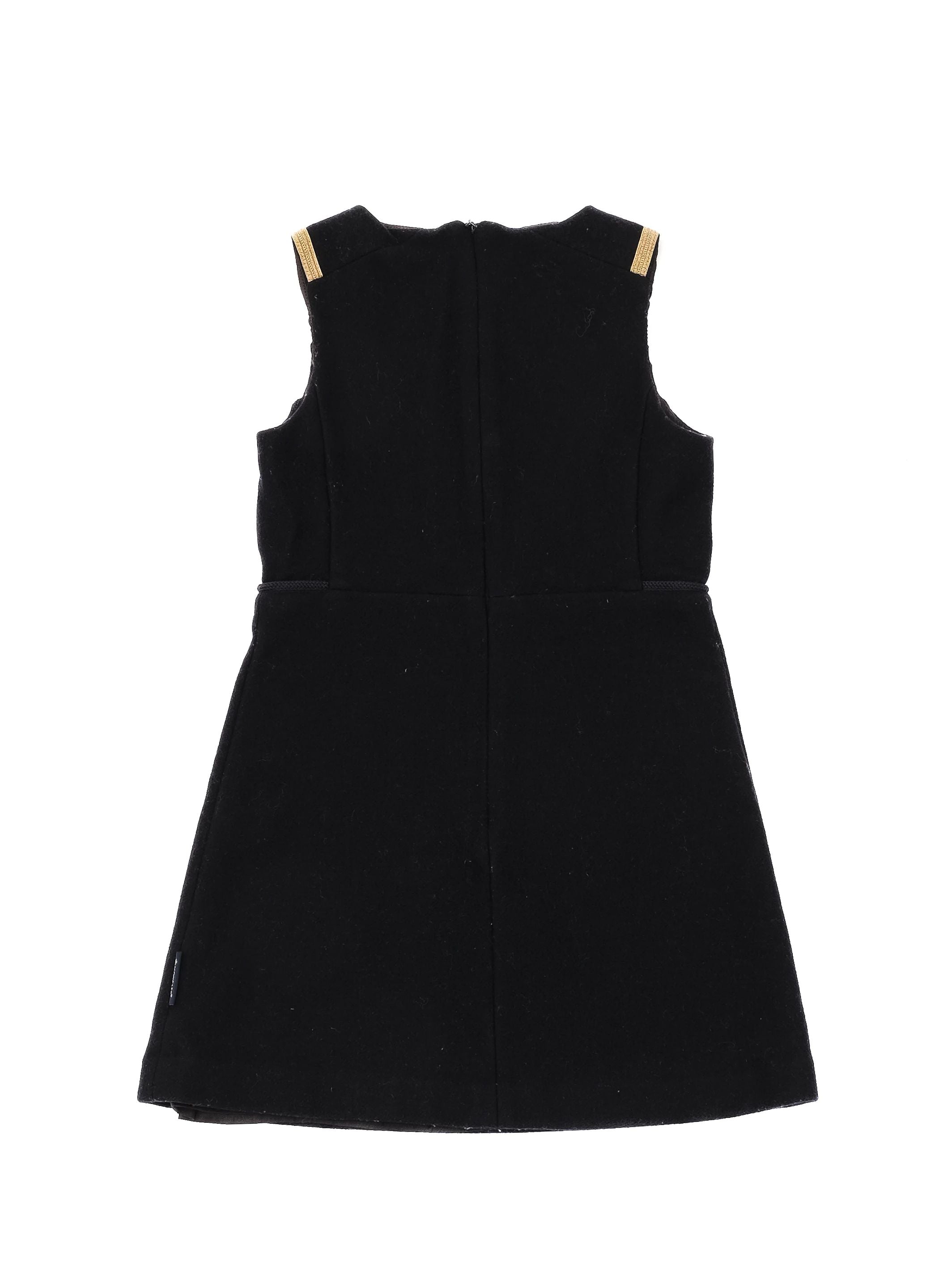 Perfect Moncler Kids Blue Wool Dress Size 8 with Gold Trims