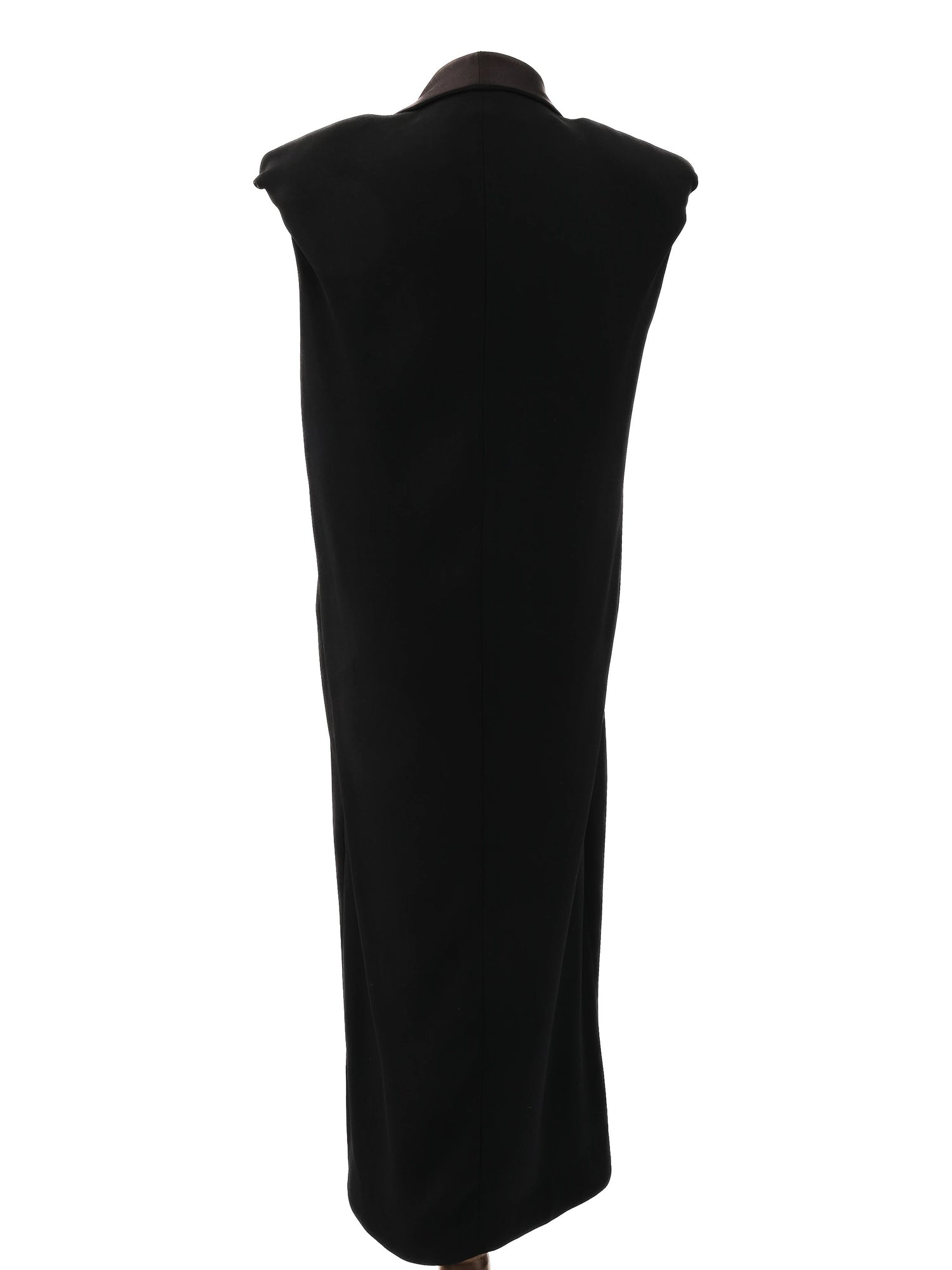 Excellent Lanvin Black Sleeveless Long Coat Size M Viscose