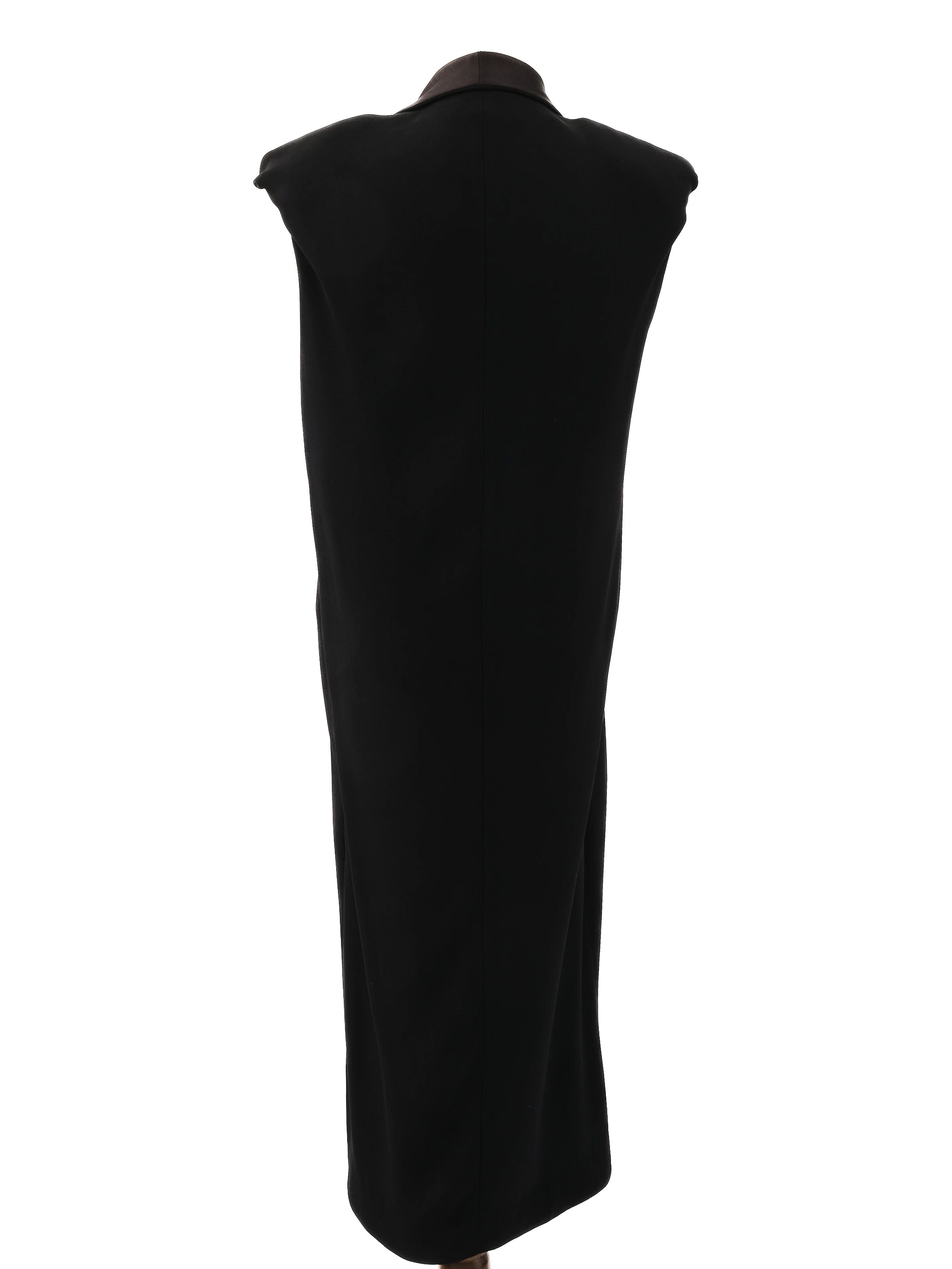 Excellent Lanvin Black Sleeveless Long Coat Size M Viscose
