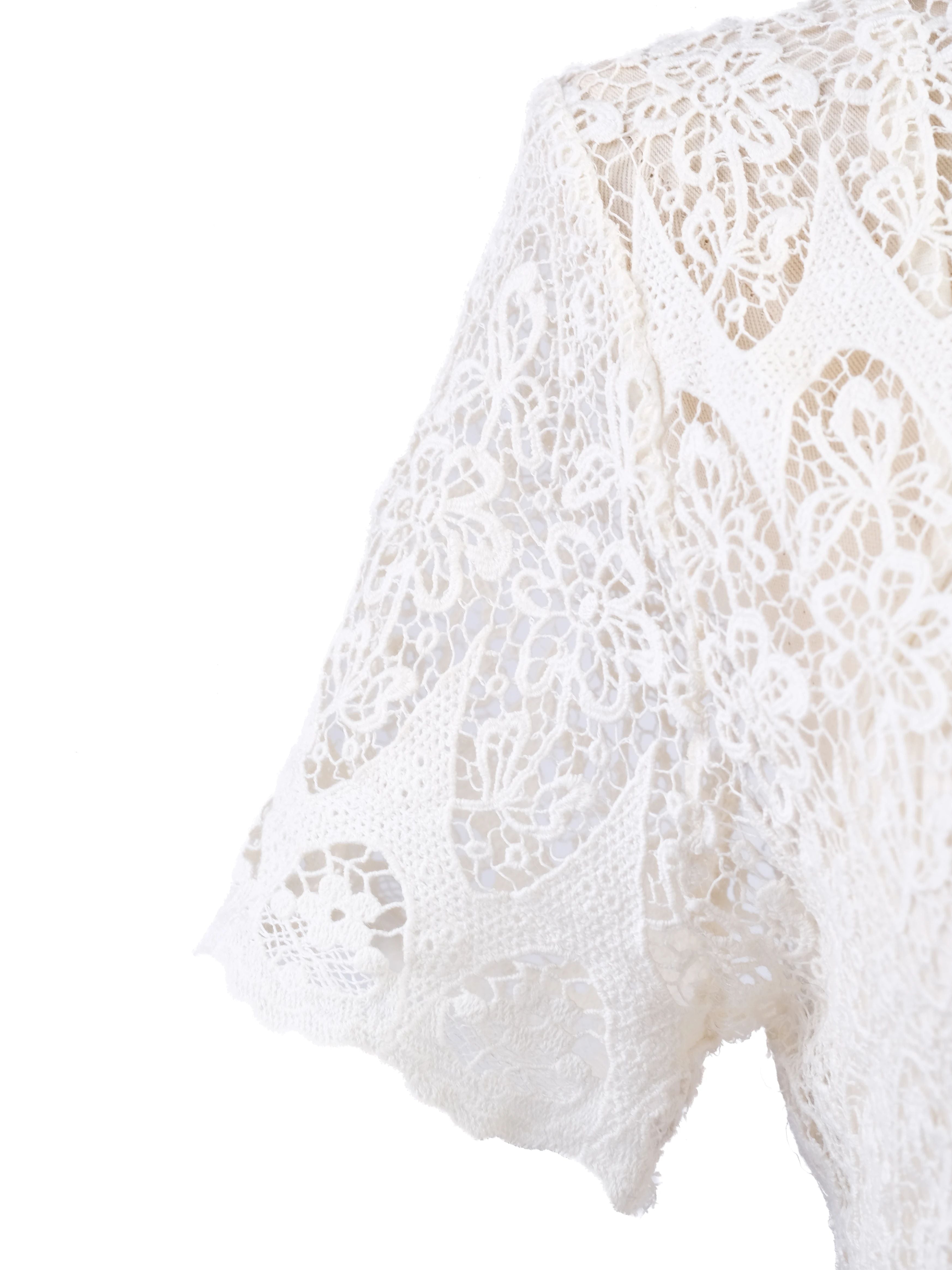 Excellent Ralph Lauren White Lace Top Size S Floral Design