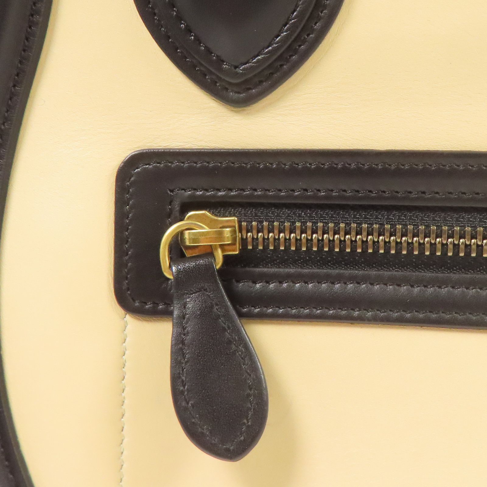 Celine Cowhide Leather Micro Luggage Kinsaku Handmade Bag Black Beige Black/brown/beige Calfskin (cowhide)