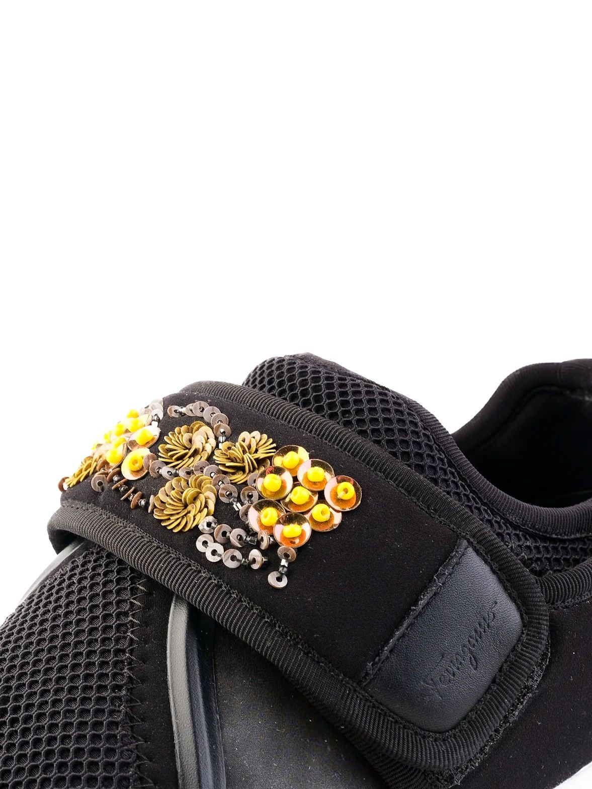 Excellent Salvatore Ferragamo Black Fabric Sneakers Size 38