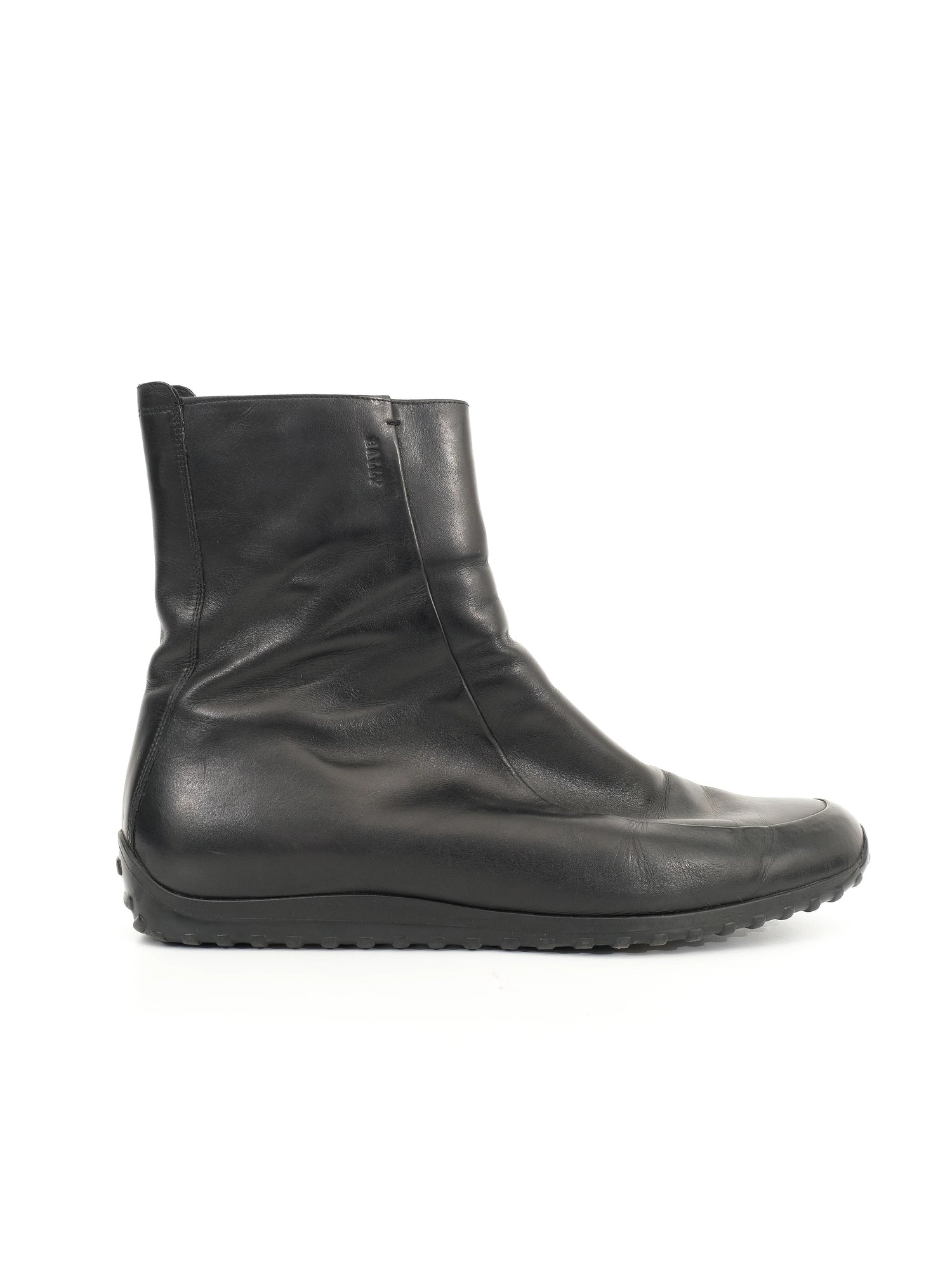 Excellent Bally Black Leather Boots with Side Zipper Size 45