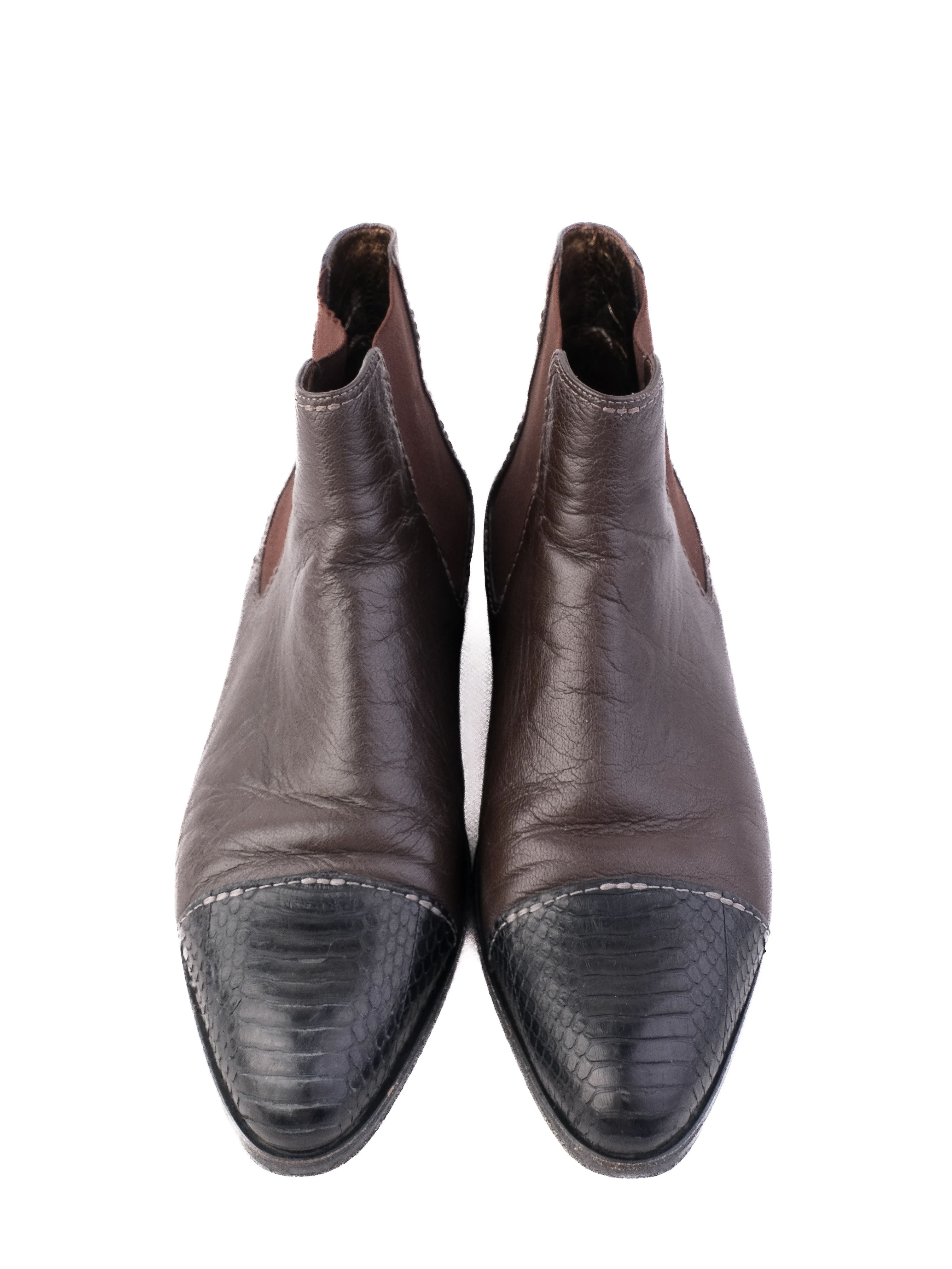 Excellent Lanvin Orange Leather Ankle Boots Size 39 Women