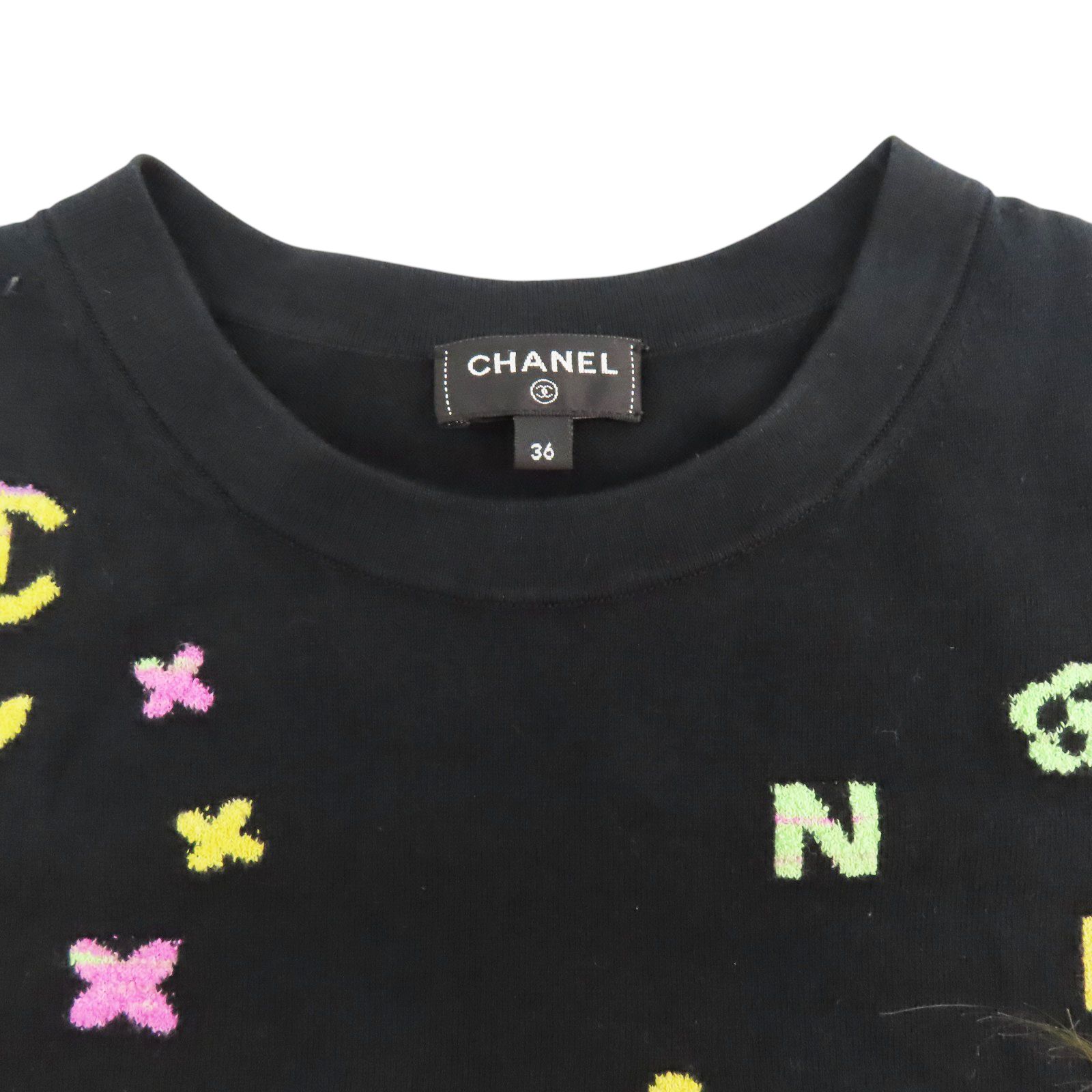 Chanel Short Sleeve T-shirt Black Cotton 36
