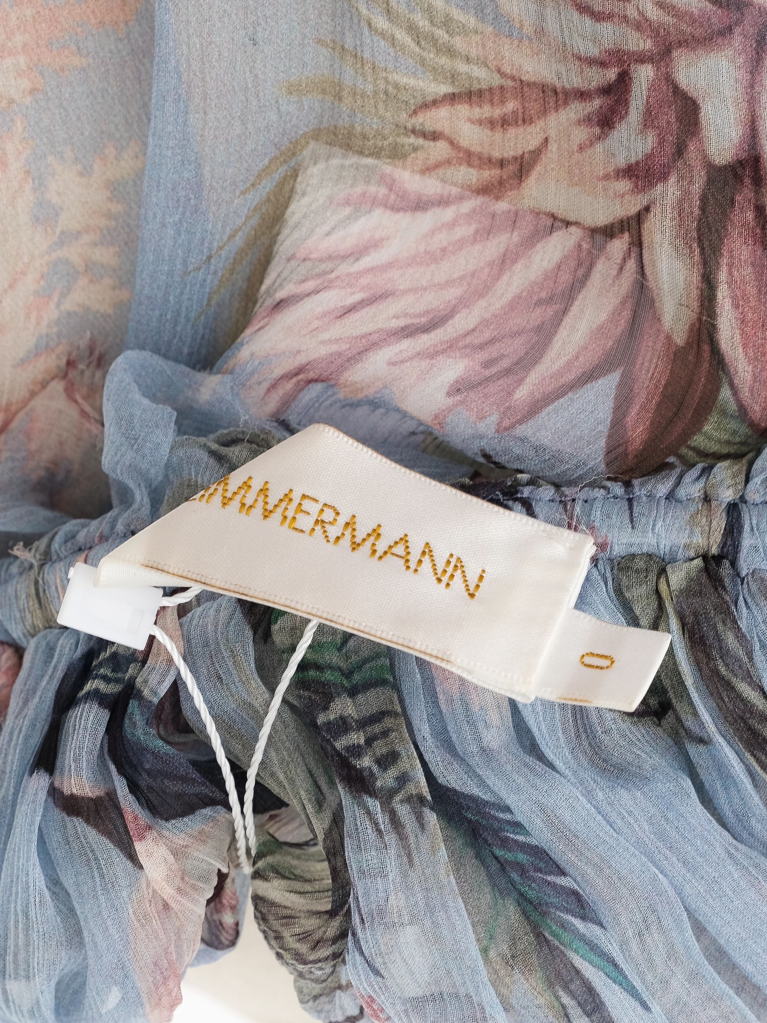 Excellent Zimmerman Floral Silk Blouse XS Pastel Combined Color