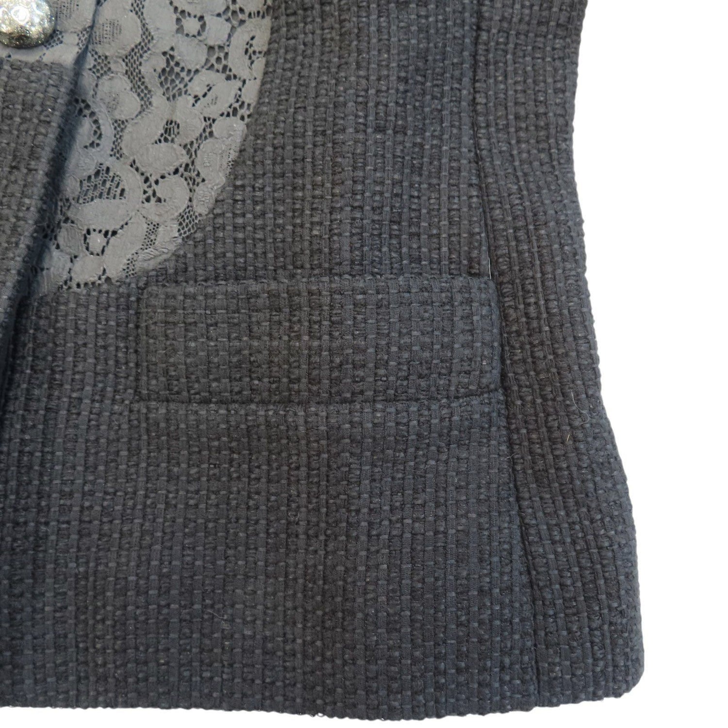 Chanel Tweed And Lace Jacket Black 36