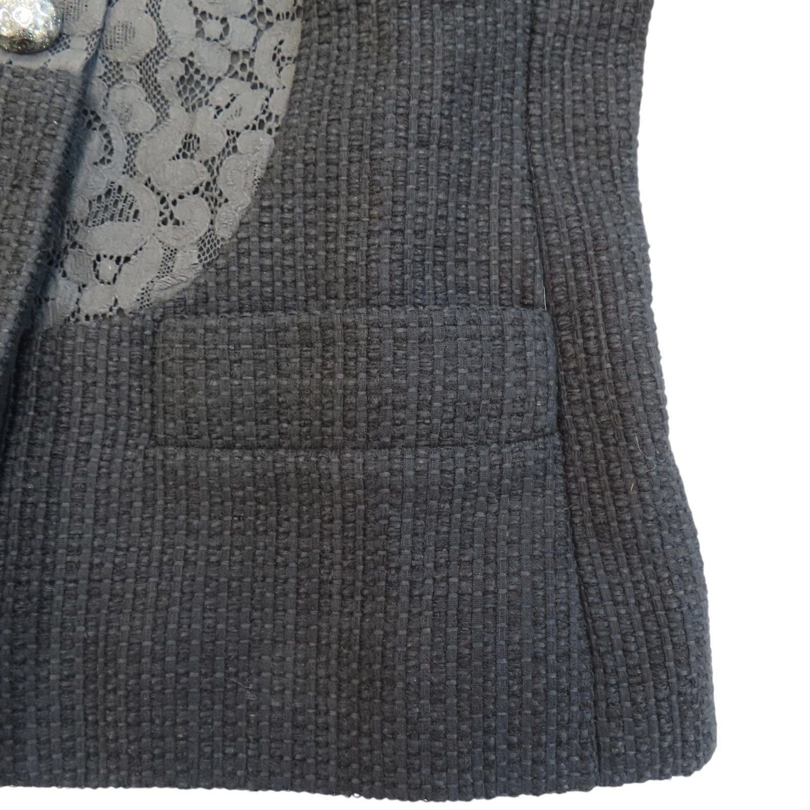 Chanel Tweed And Lace Jacket Black 36