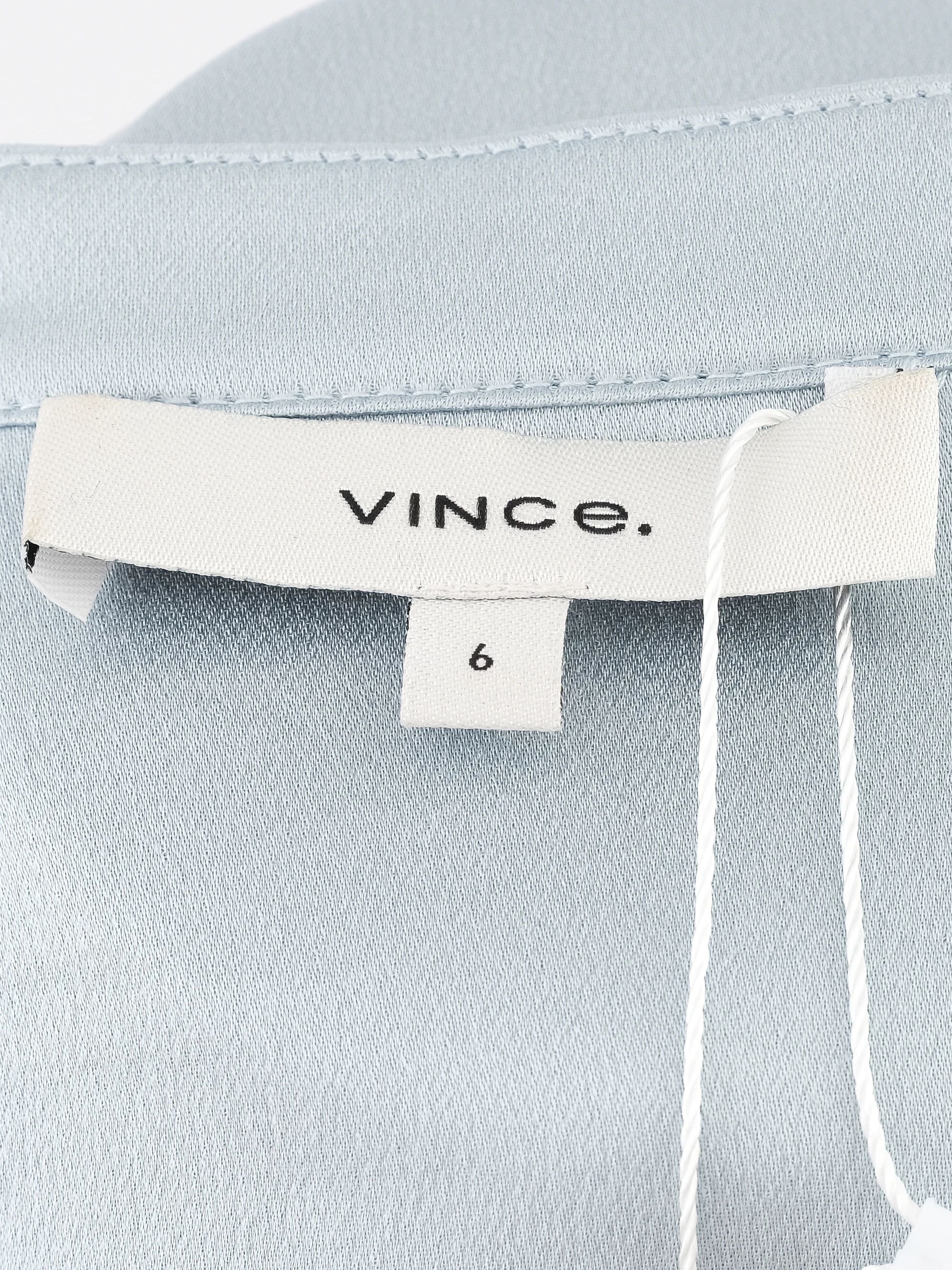 Excellent Vince Blue Silk Long Sleeve Blouse with Pocket