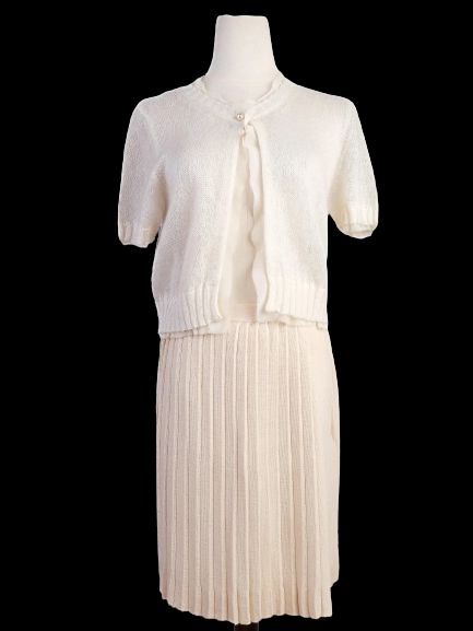 Excellent Philosophy Di Lorenzo Serafini White Wool Cardigan Set Size S