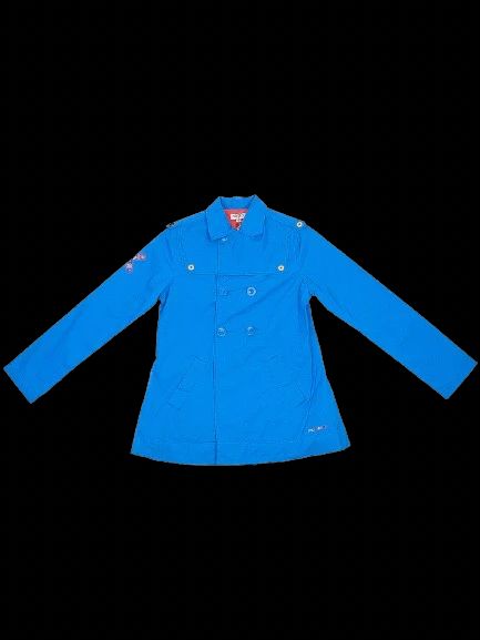 NEW Kenzo Kids Blue Cotton Coat Size 10 with Embroidered Logo