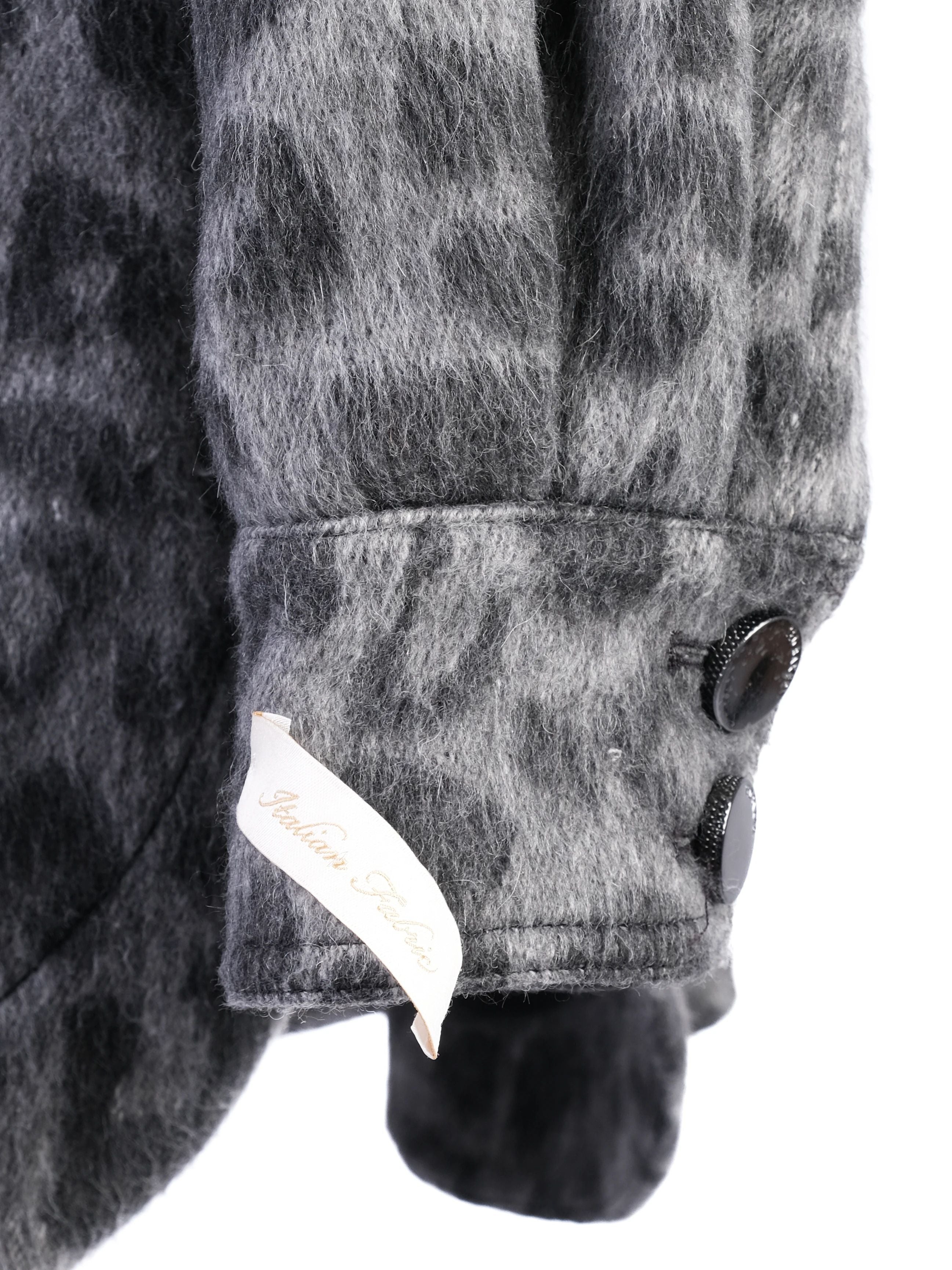 Ted Baker Gray Leopard Print Wool Jacket with Large Buttons