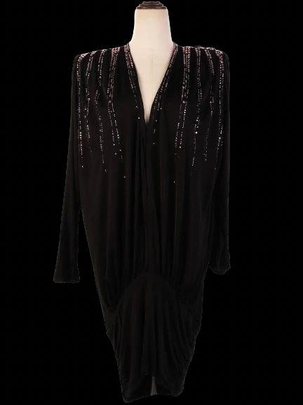 Excellent Attico Black Viscose Dress Size L with Pink Sequins