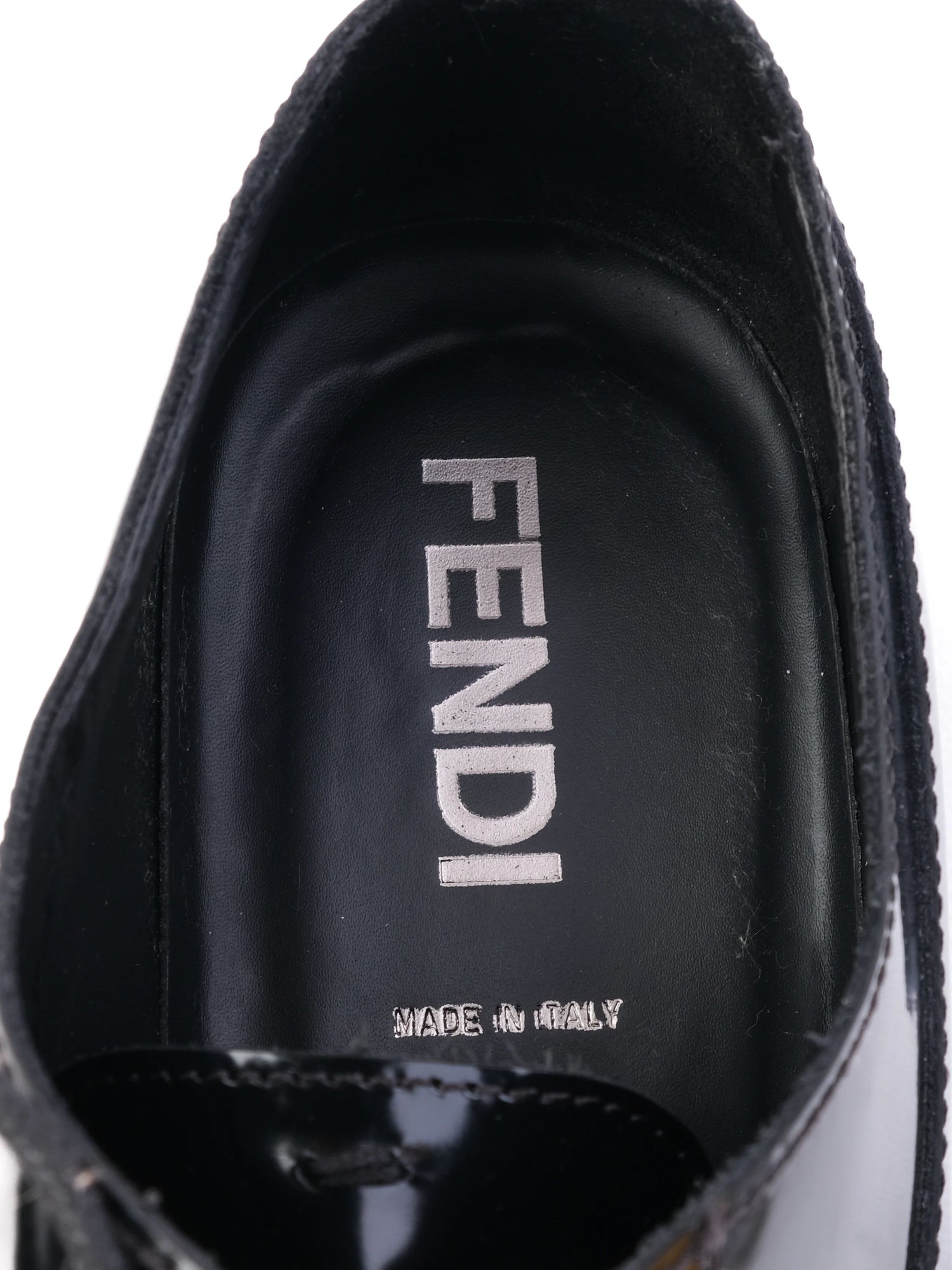 Excellent Fendi Black Leather Oxford Shoes Size 43 for Men