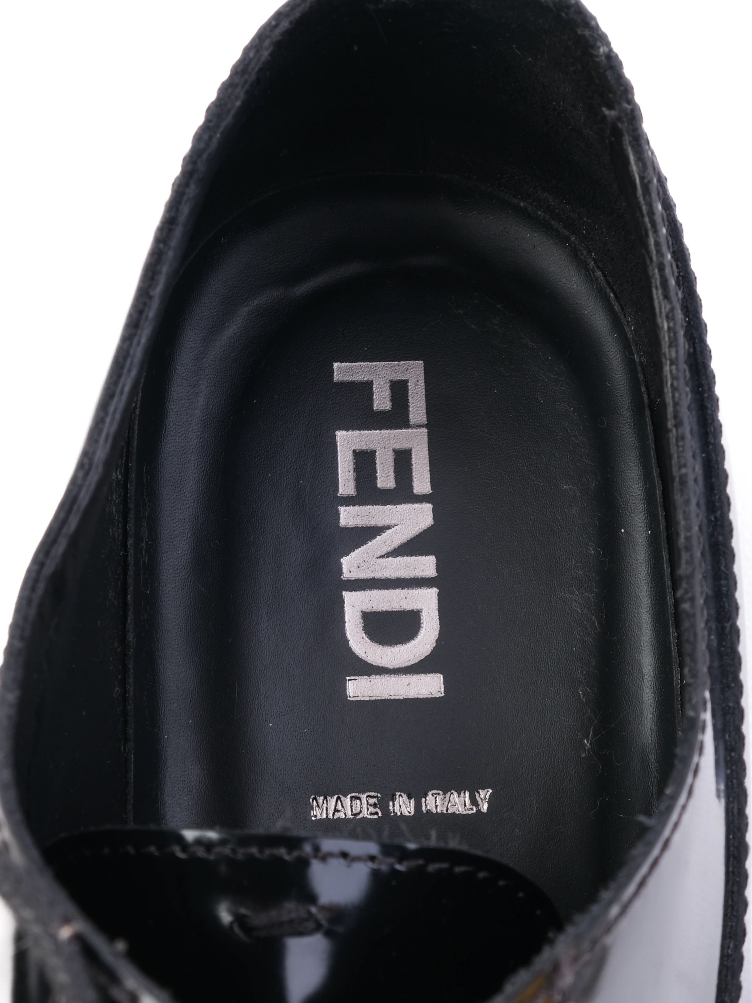 Excellent Fendi Black Leather Oxford Shoes Size 43 for Men