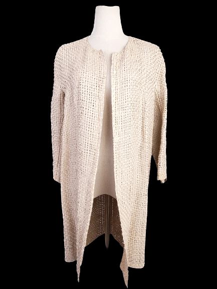 EXCELLENT Kaufmanfranco White Leather Textured Coat Size S
