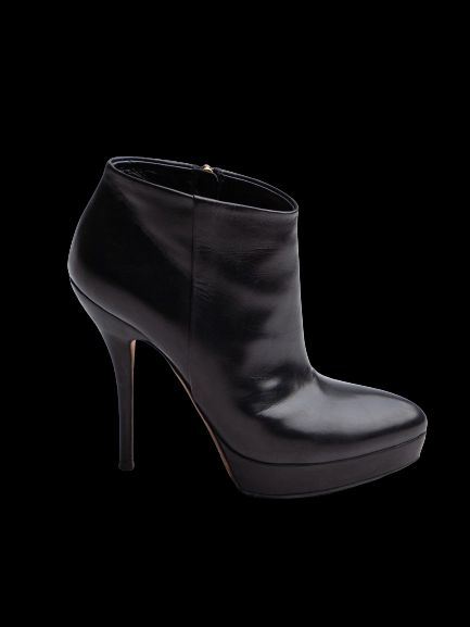 Good Gucci Black Leather High-Heeled Ankle Boots Size 35.5