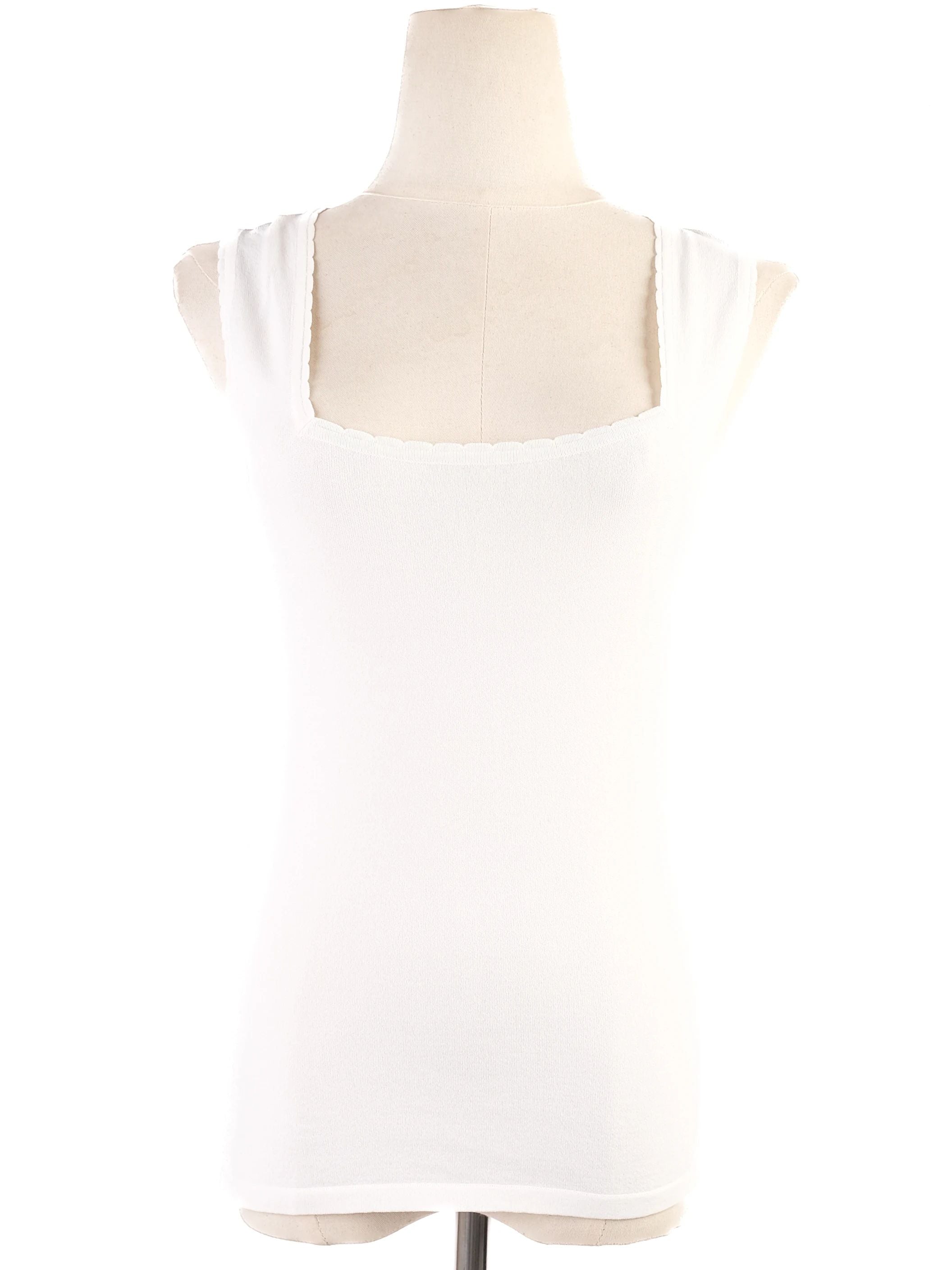 Excellent Blumarine White Sleeveless Top Size M Viscose Made in Italy