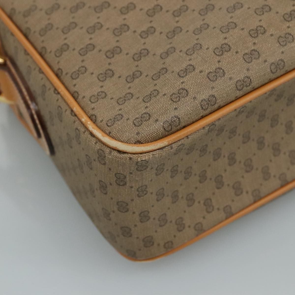 Gucci Micro Gg Supreme Shoulder Bag Pvc Beige Auth