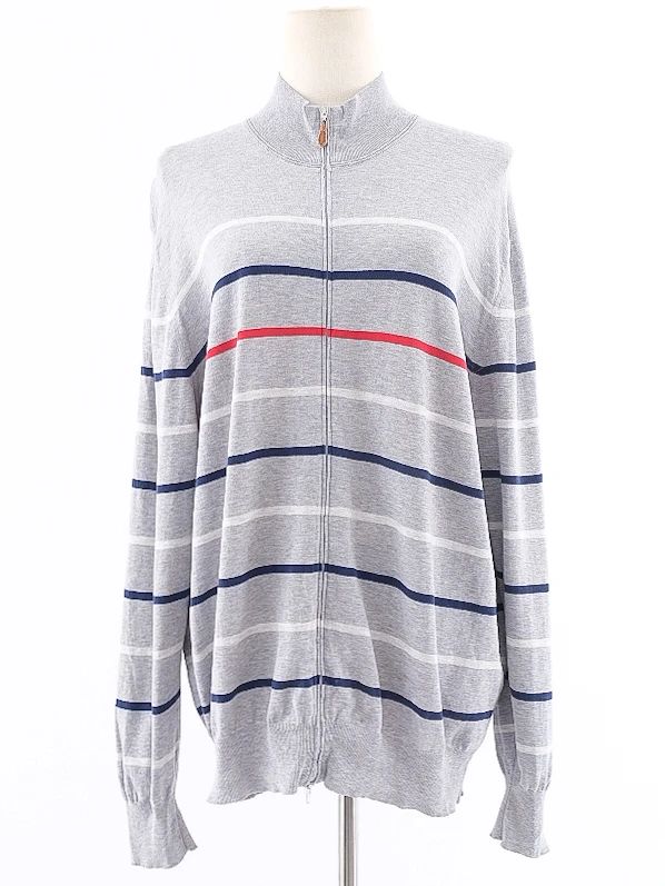 Excellent Brunello Cucinelli Gray Cotton Stripe Sweater Size XL