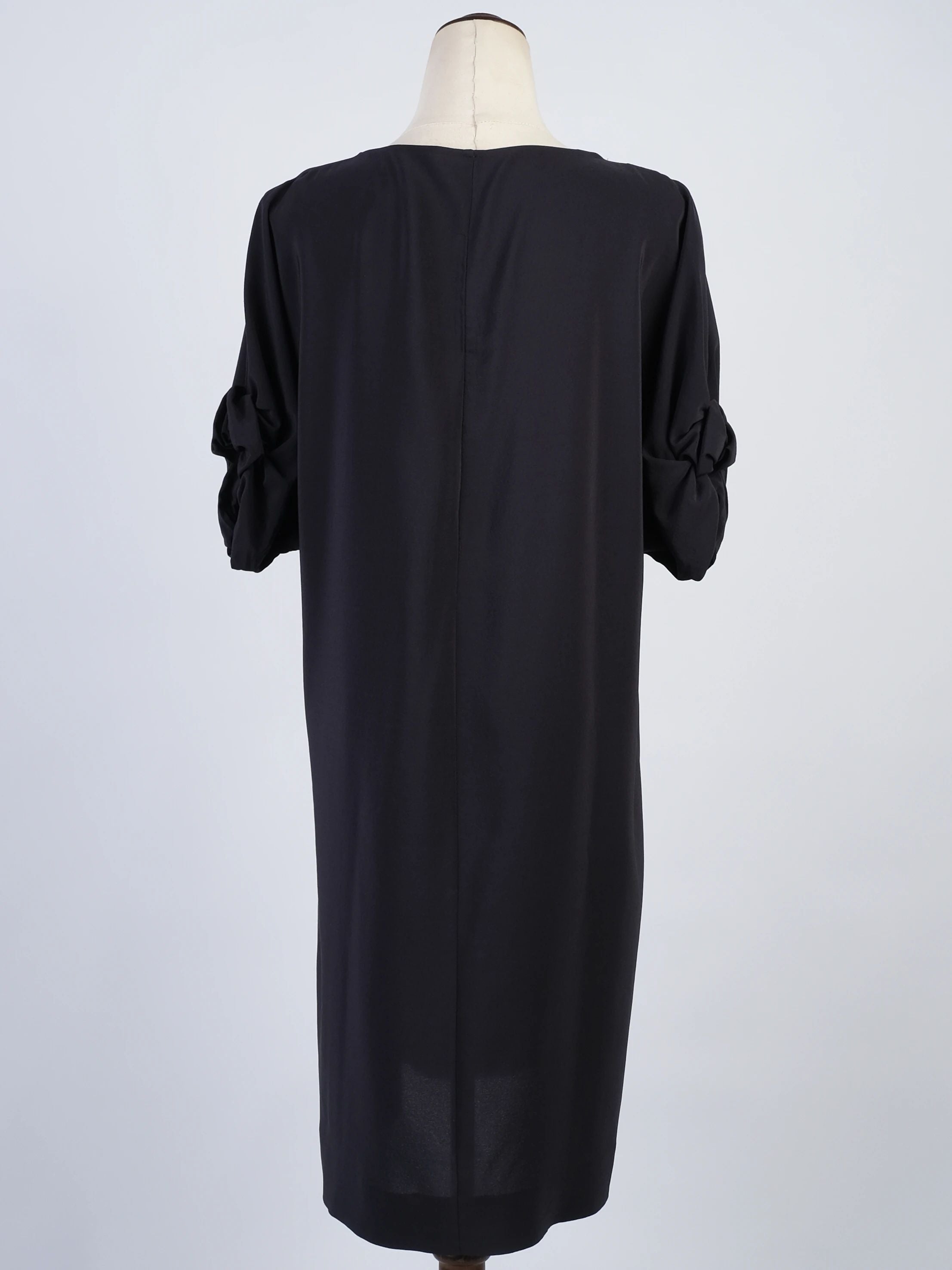 Excellent Cos Blue Silk Dress Size L with Gathered Sleeves