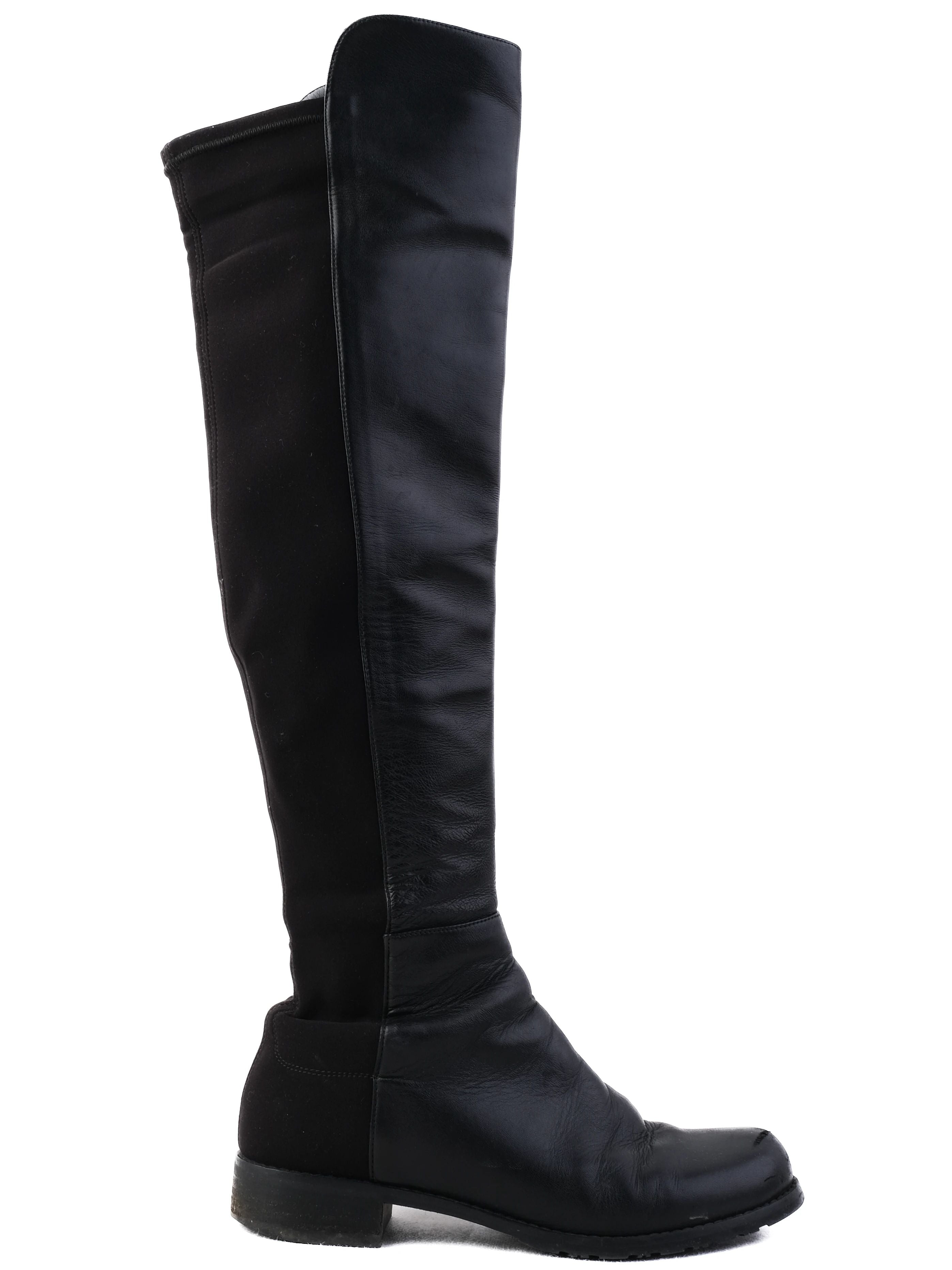 Excellent Stuart Weitzman Black Leather Knee-High Boots Size 37