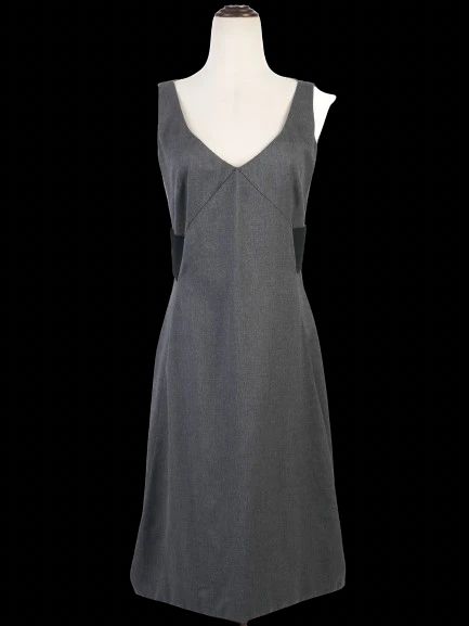 Excellent Ferre Gray Wool Sleeveless Dress Size M with Black Panels