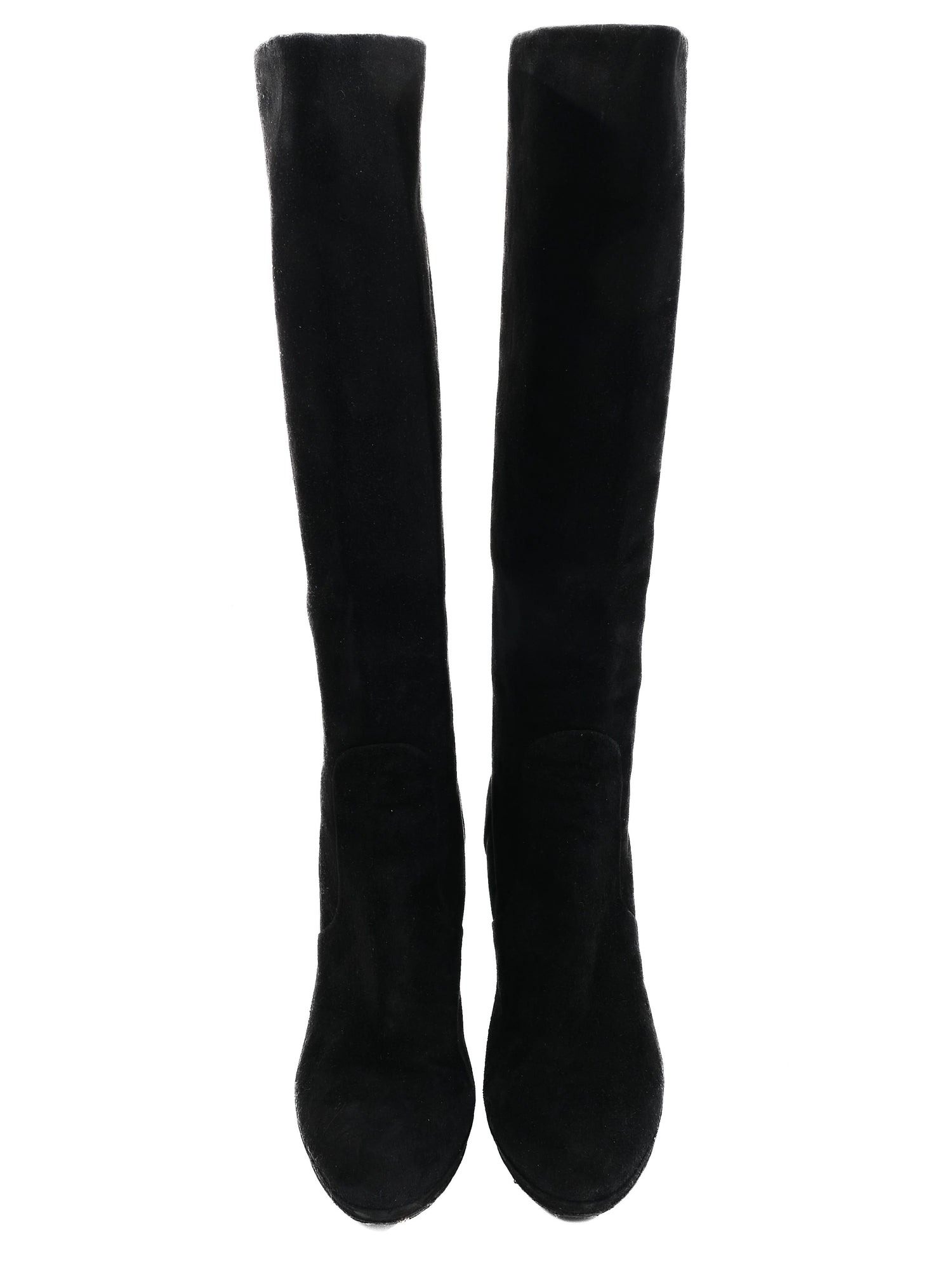 Good Salvatore Ferragamo Black Leather Knee-High Stiletto Boots Size 38.5