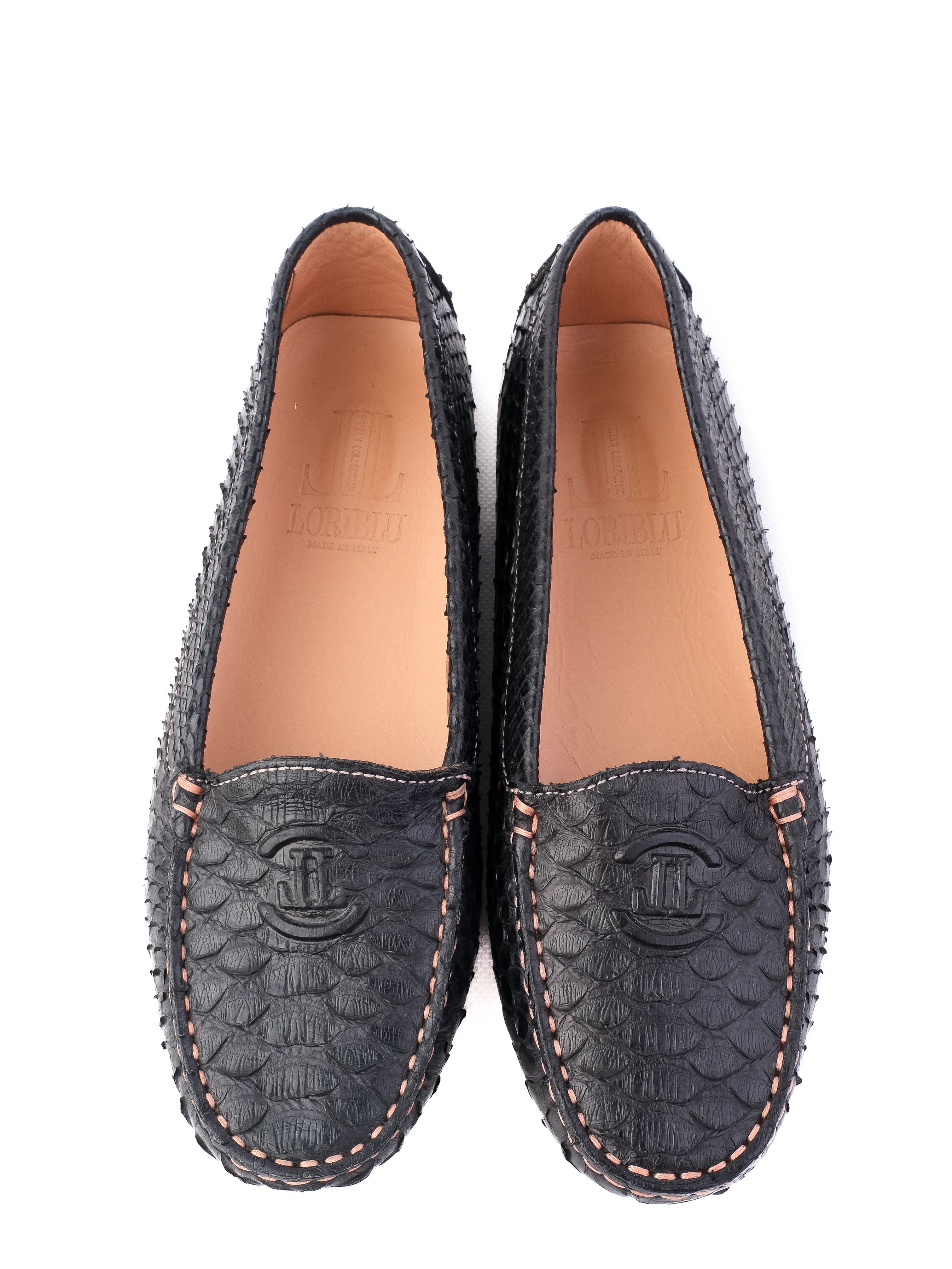 Excellent Easy by Loriblu Black Leather Loafers Size 37