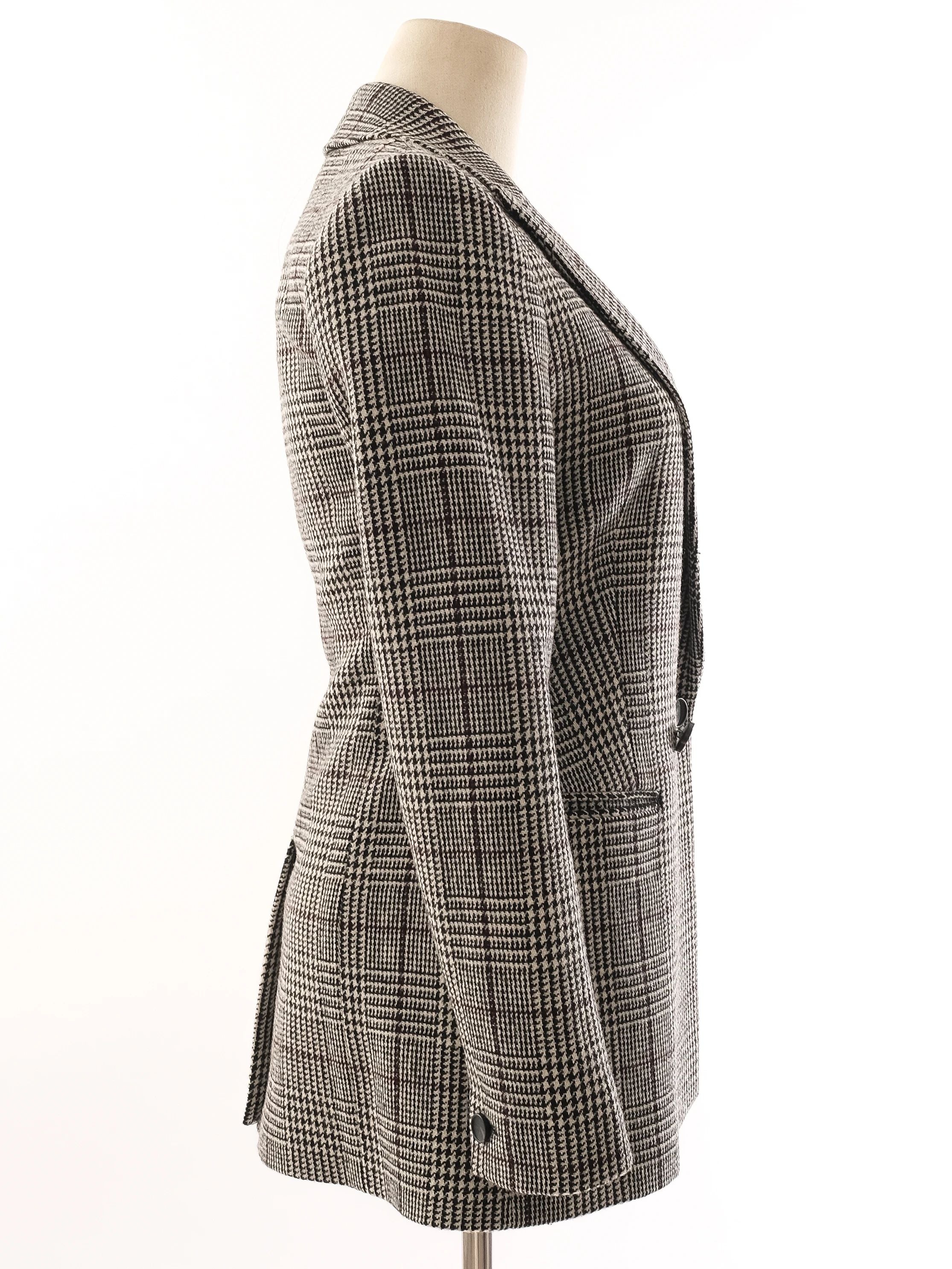 Excellent Reiss Wool Gray Plaid Blazer Double-Breasted Size XXS