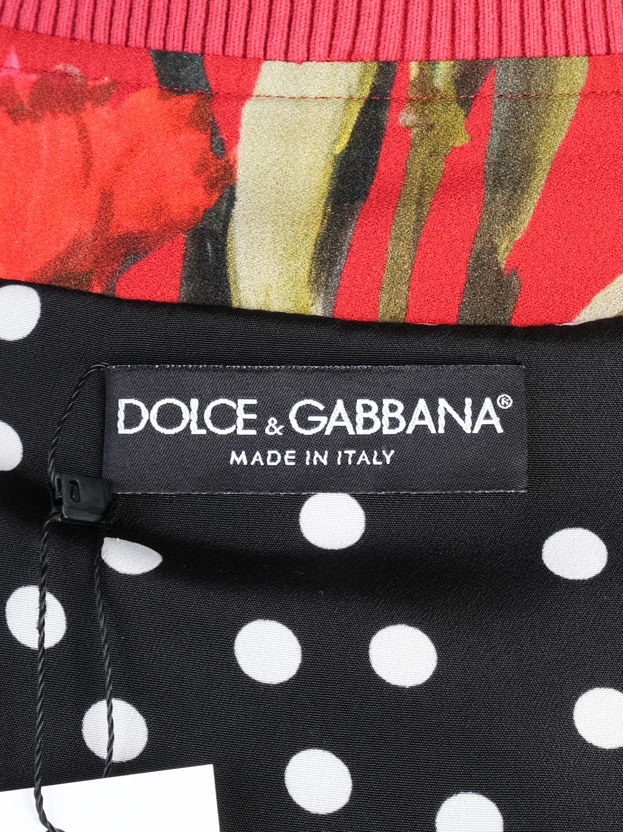Excellent Dolce Gabbana Red Floral Bomber Jacket Size S