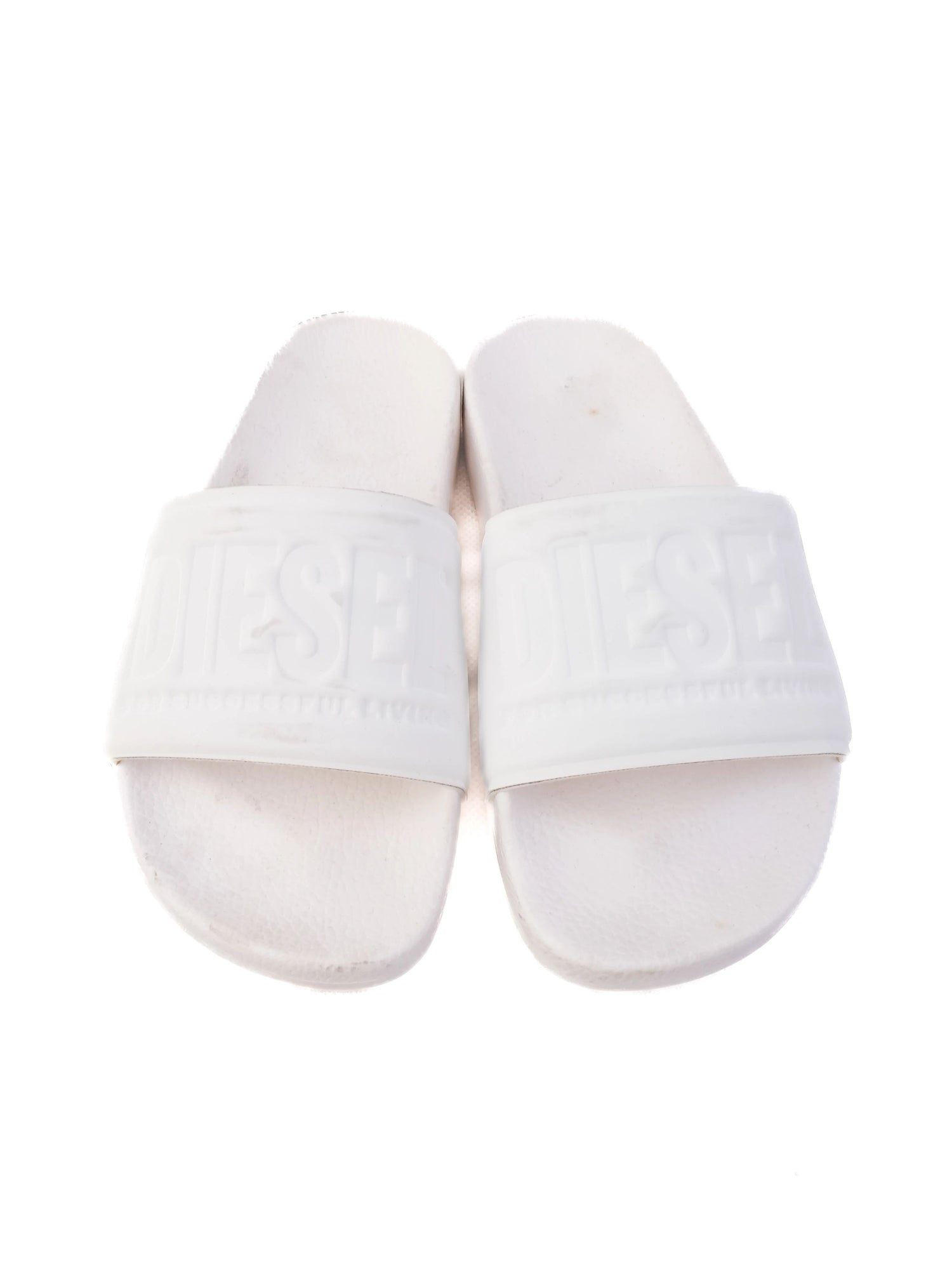 Excellent Diesel White Slide Sandals Women&
