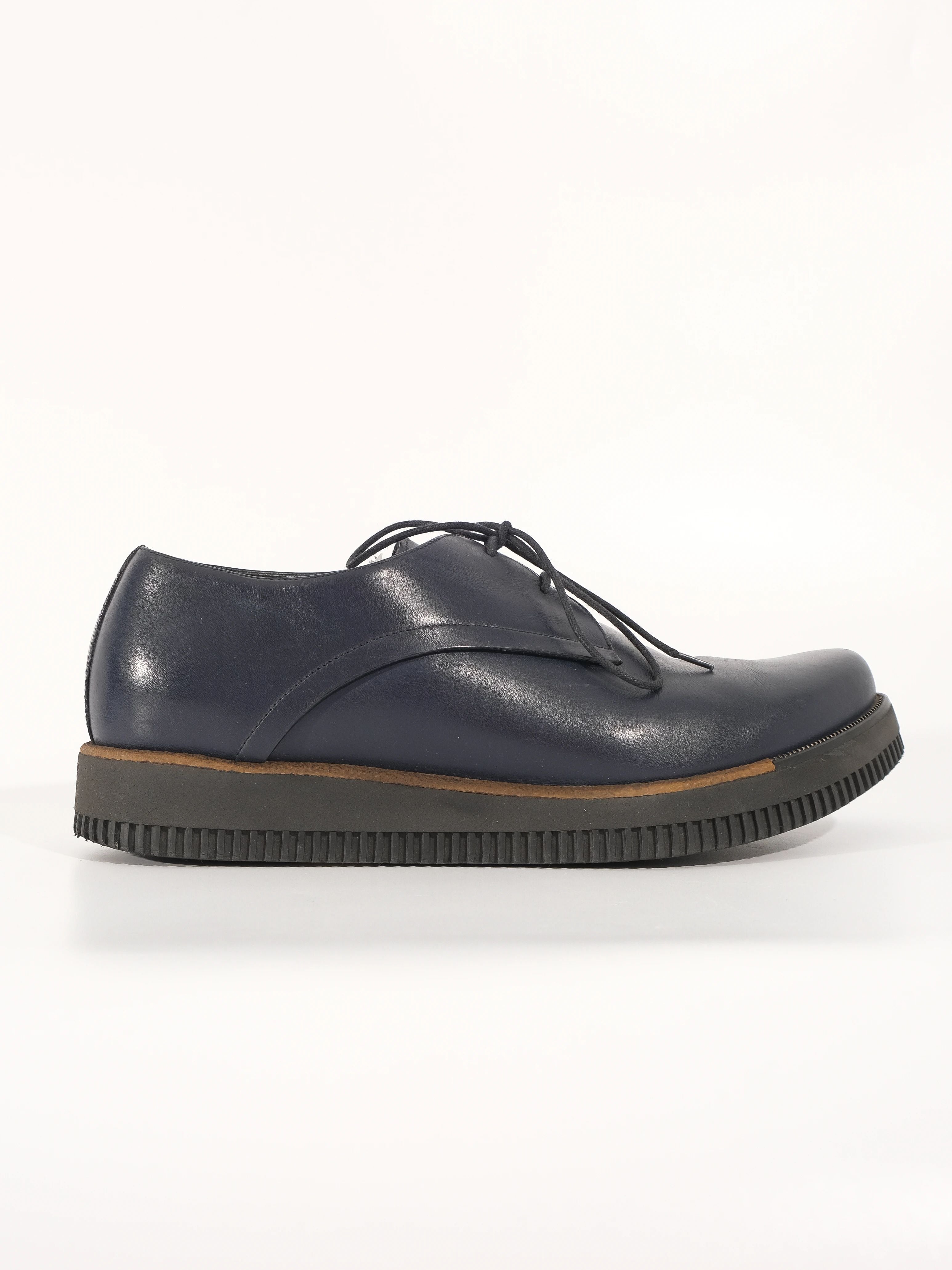 Perfect Lanvin Blue Leather Lace-Up Shoes Size 42 for Men