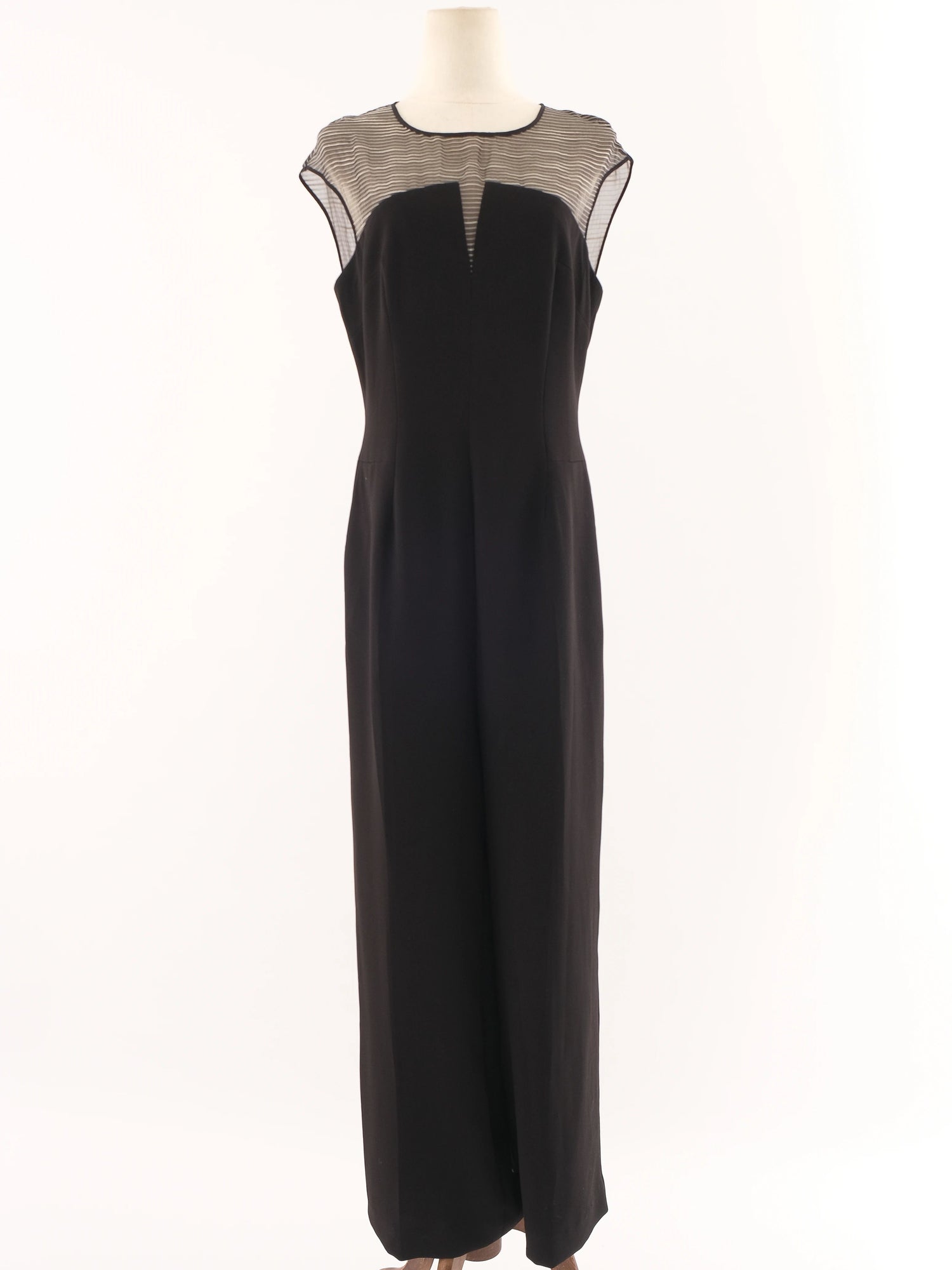 Karen Millen Black Sleeveless Jumpsuit XL with Sheer Detail