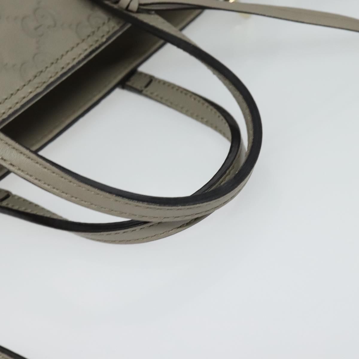 Gucci Gg Canvas Guccissima Hand Bag Leather Gray Gold 353121 Auth