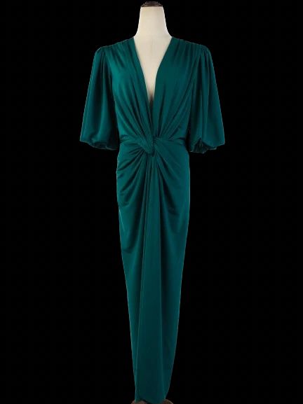 NEW Green Teal Dress Women Polyester Deep V-Neck Size M