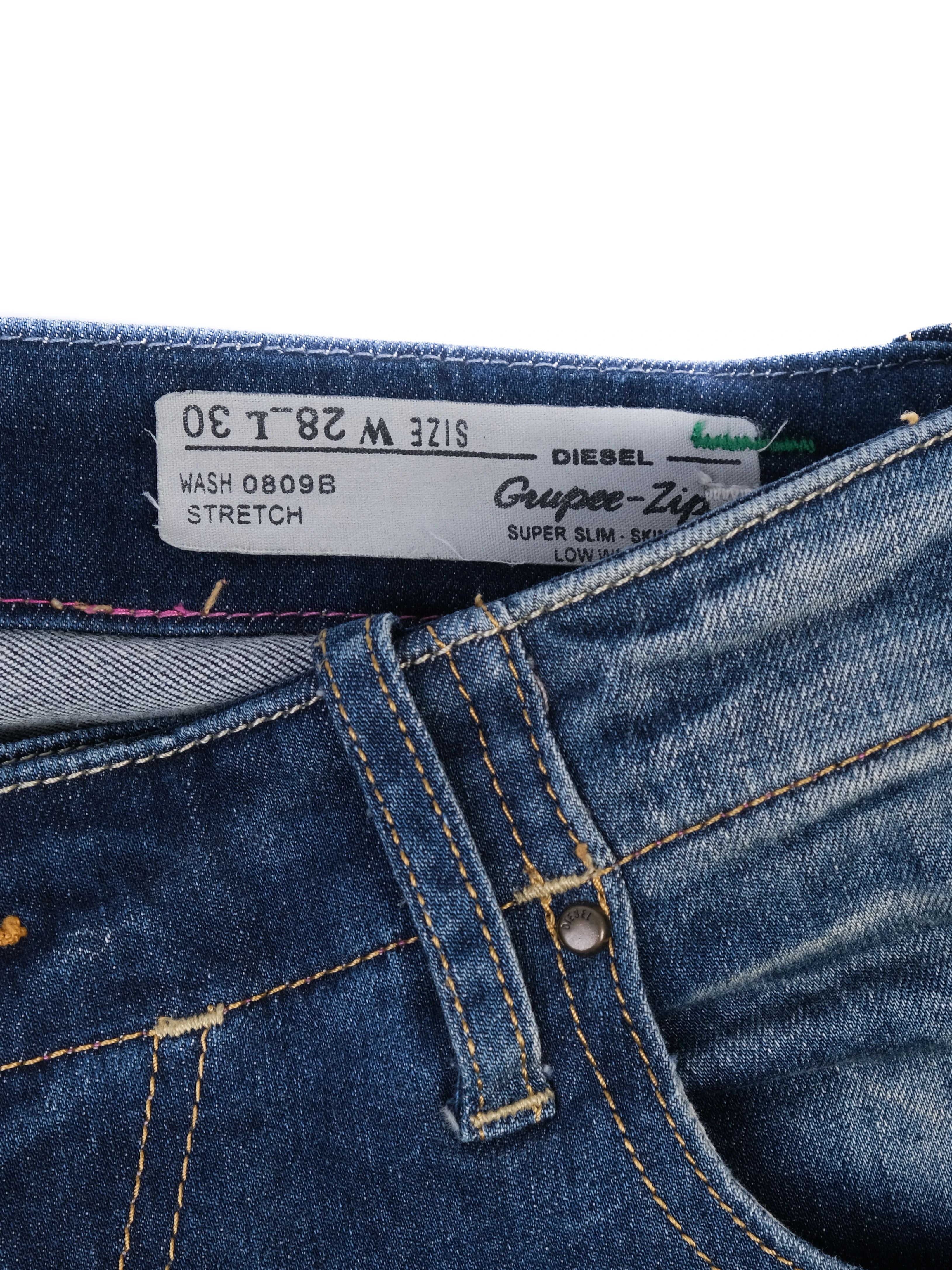 Excellent Diesel Blue Jeans Super Slim Skinny Fit Women Size 27