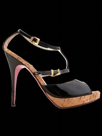 Excellent Luciano Padovan Black Leather High-Heeled Sandals Size 38.5