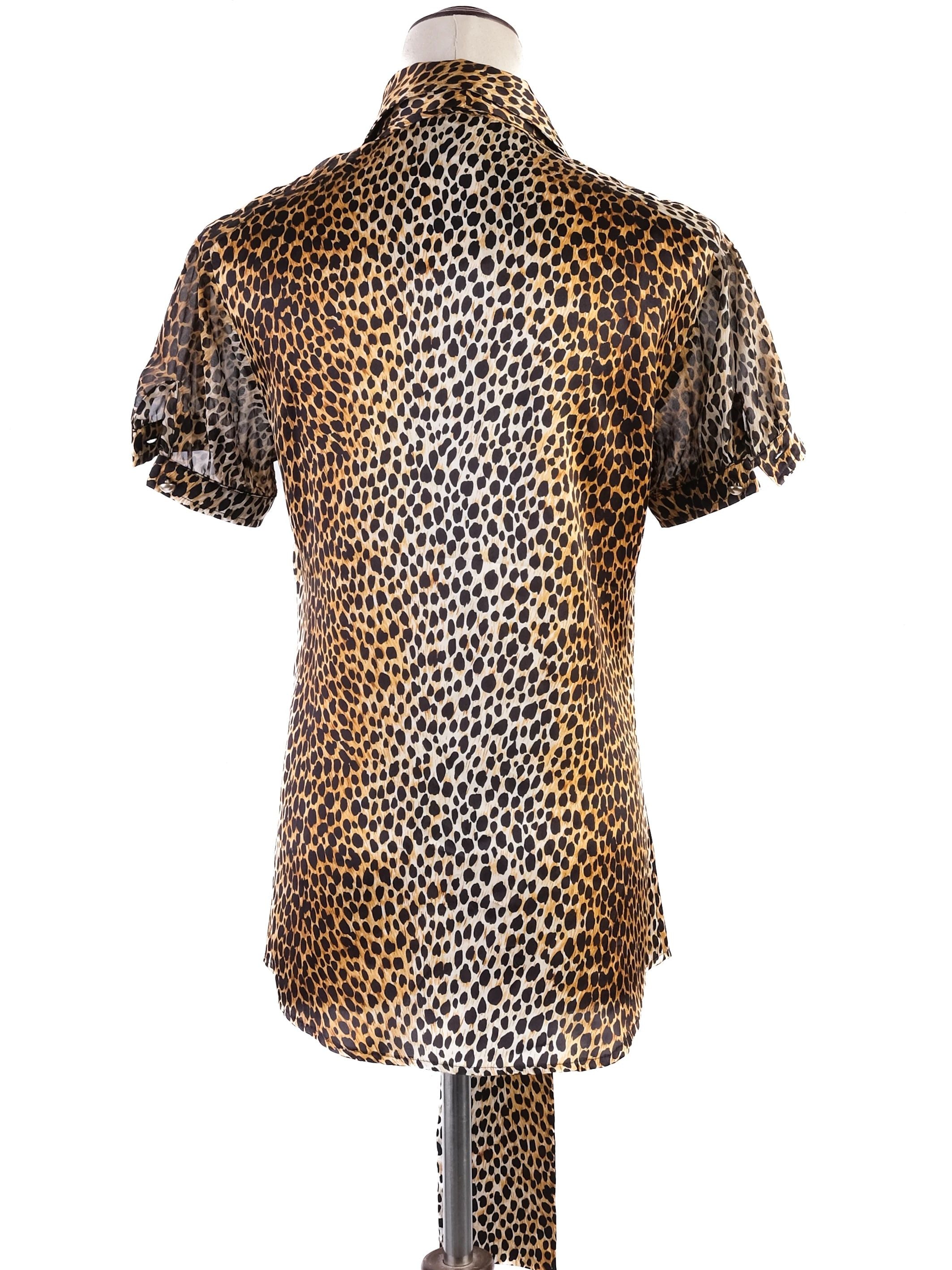 Excellent Dolce Gabbana Leopard Print Silk Blouse Size L