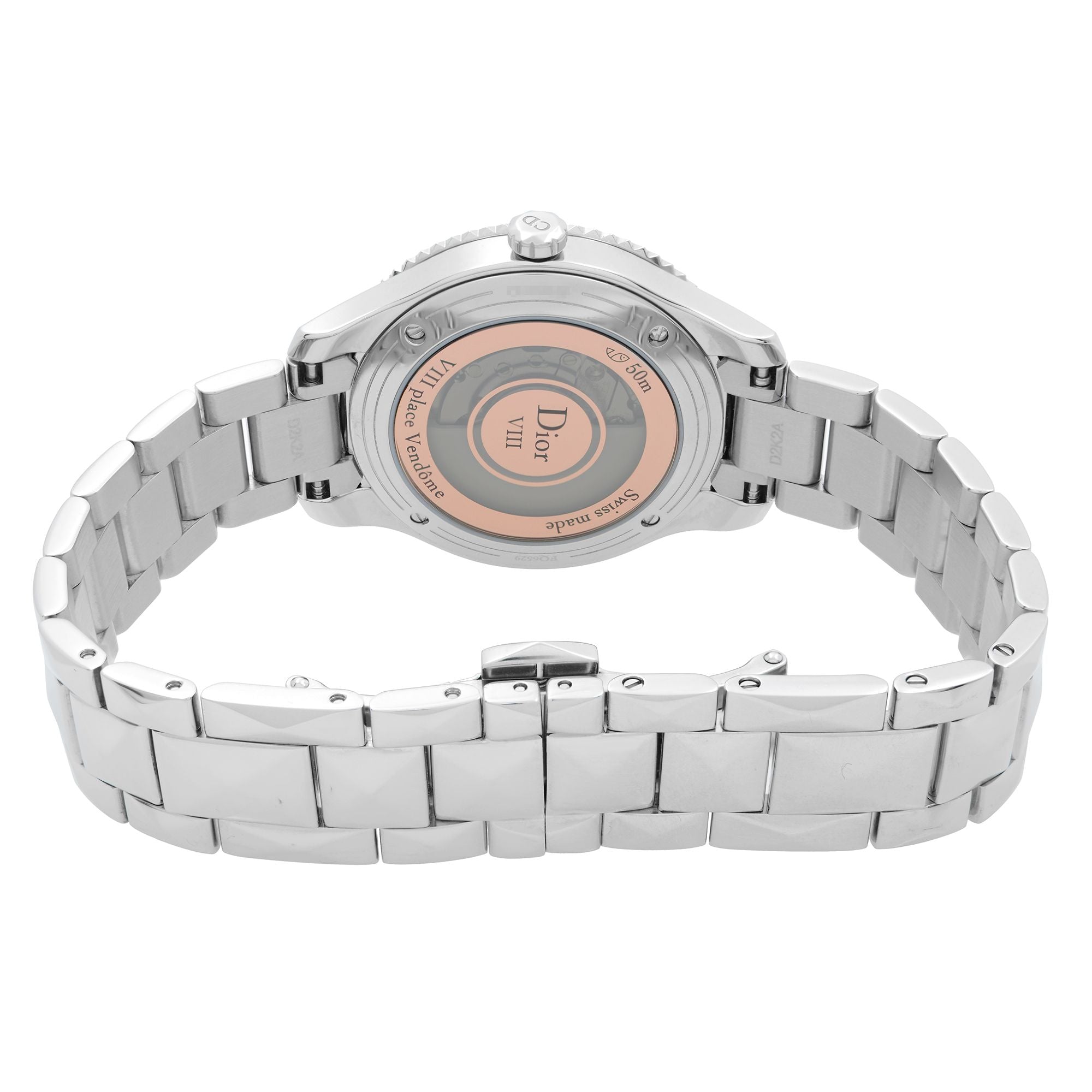 Christian Dior VIII Montaigne Steel Diamond Pink Dial Ladies Watch CD152510M002