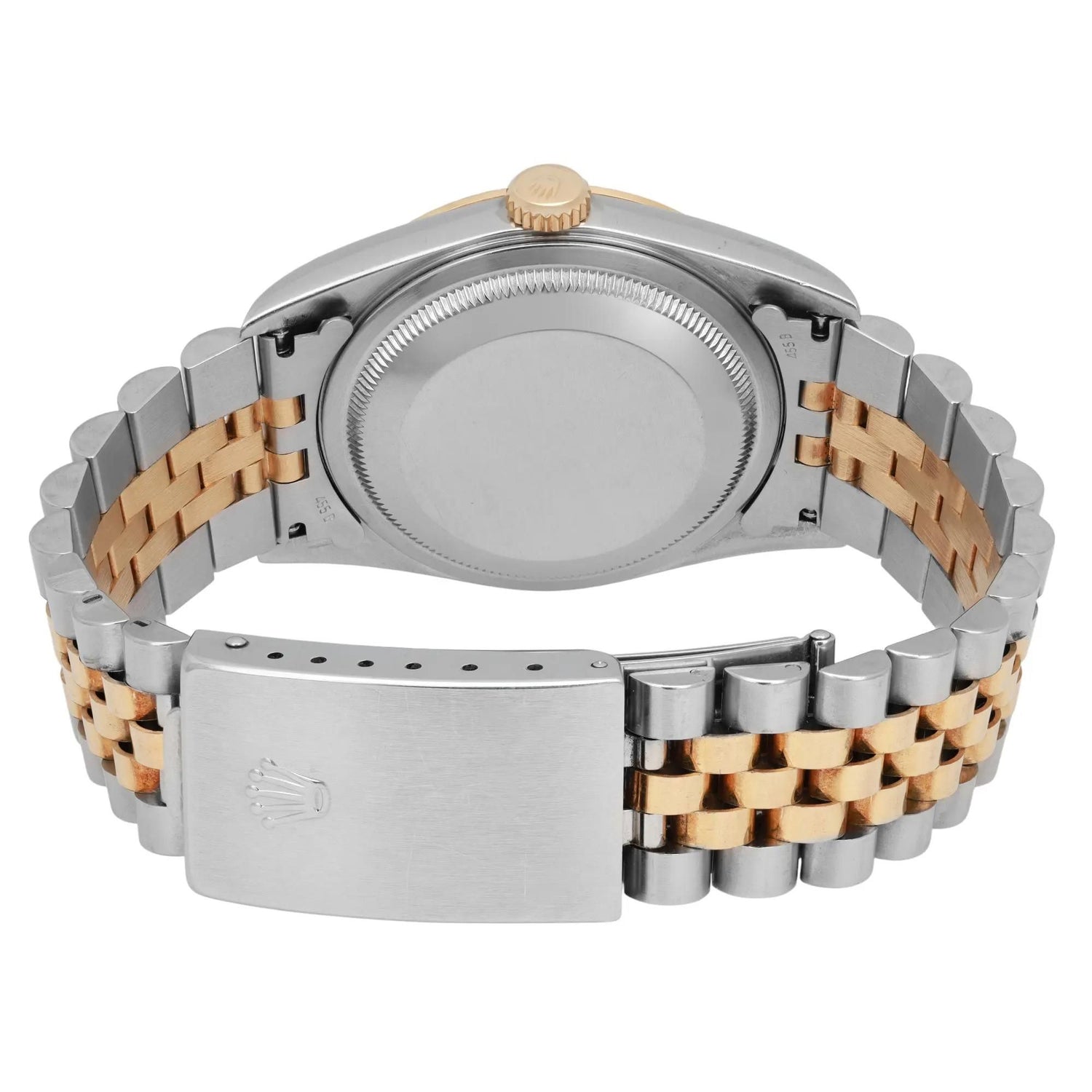 Rolex Datejust 36mm No Hole 18K Gold Steel Champagne Diamond Dial Watch 16233