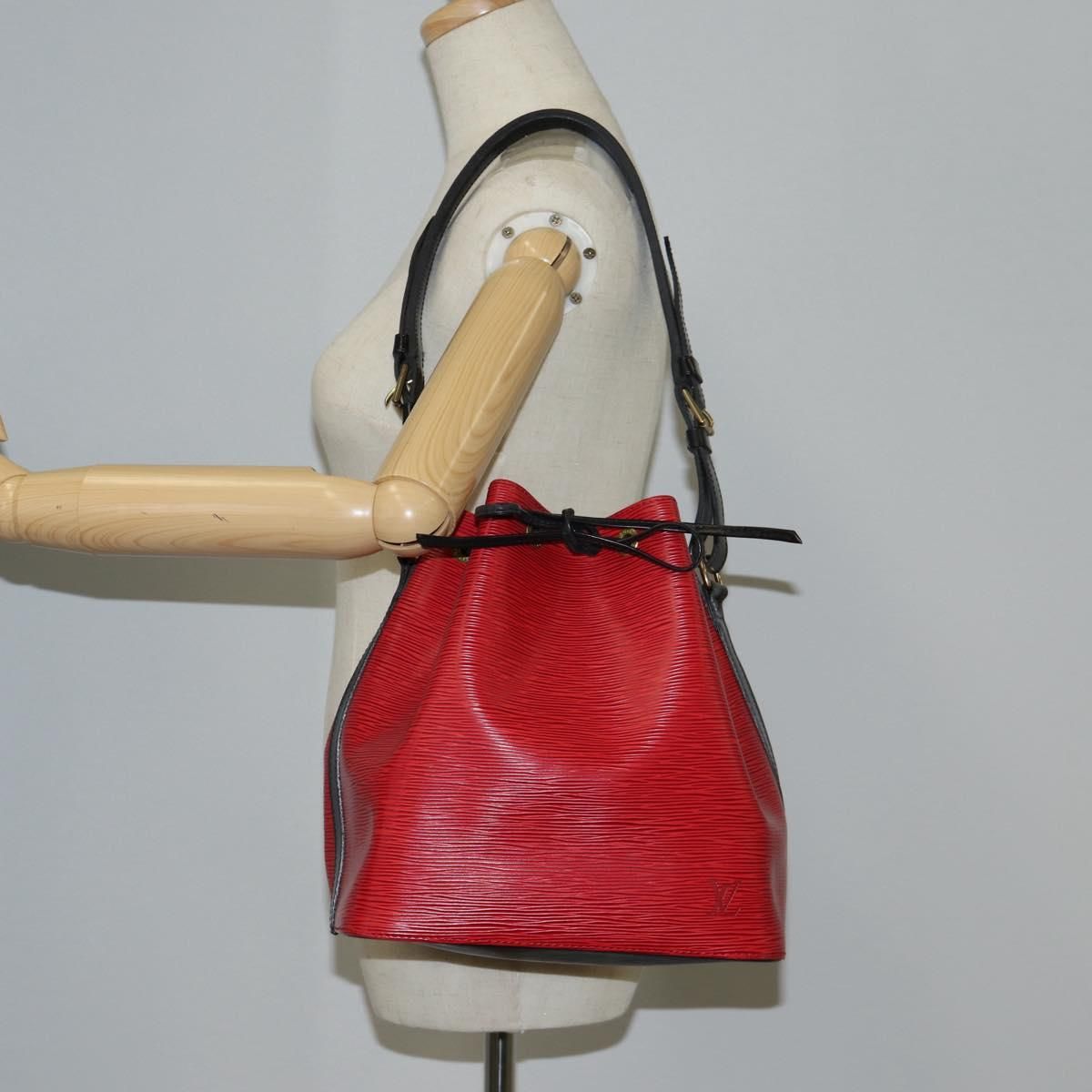 Louis Vuitton Epi Petit Noe Shoulder Bag Bicolor Black Red M 44017 Auth